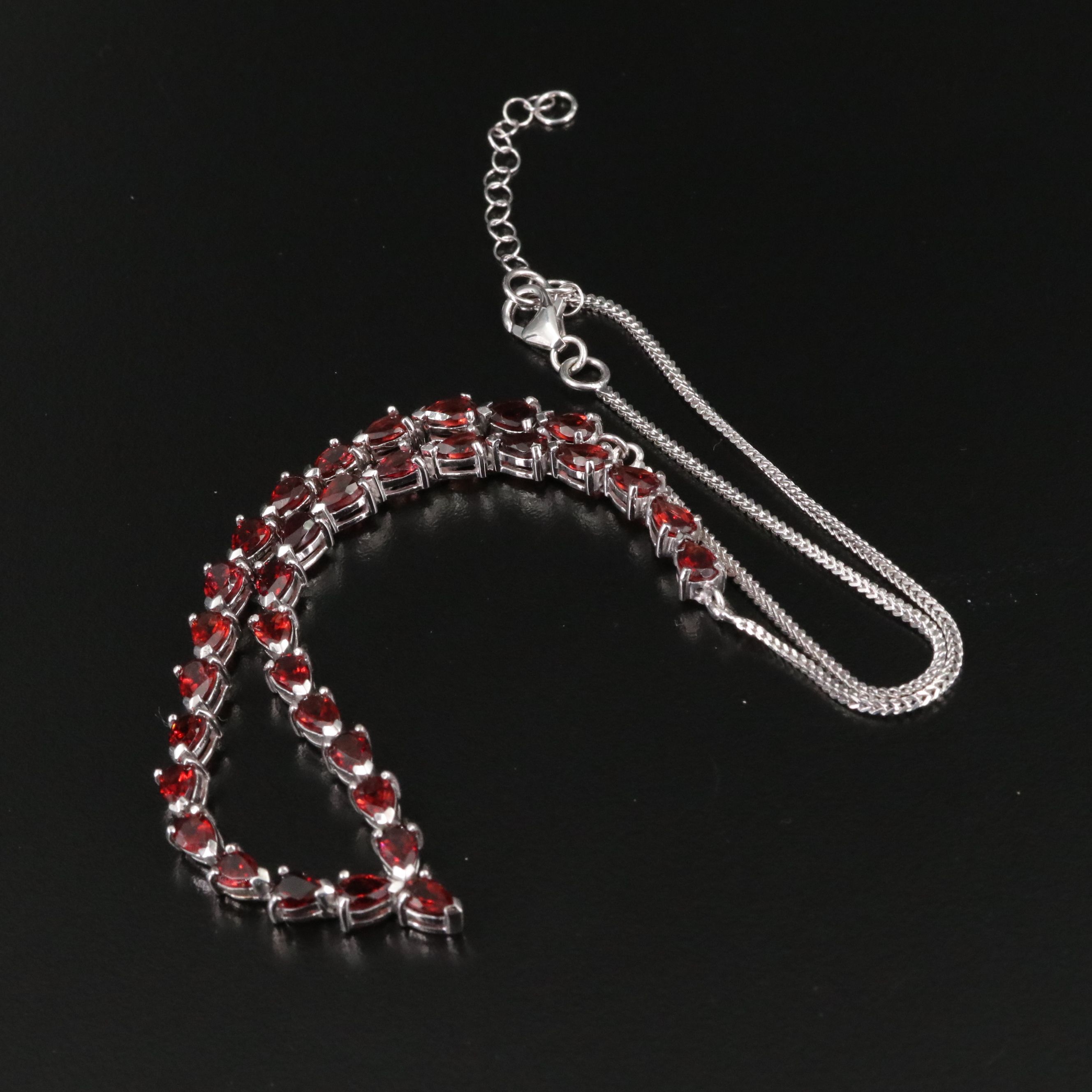 Sterling Garnet Chevron Necklace