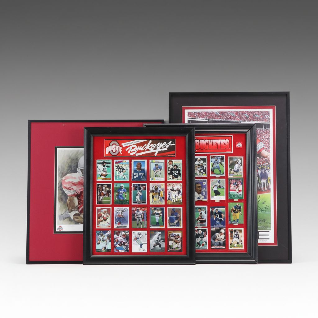 Ohio State Football Card Displays with Mike Nugent Signed Print and More
