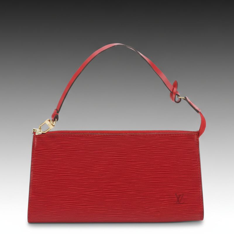 Louis Vuitton Pochette Accessories Bag in Red Epi and Smooth Leather
