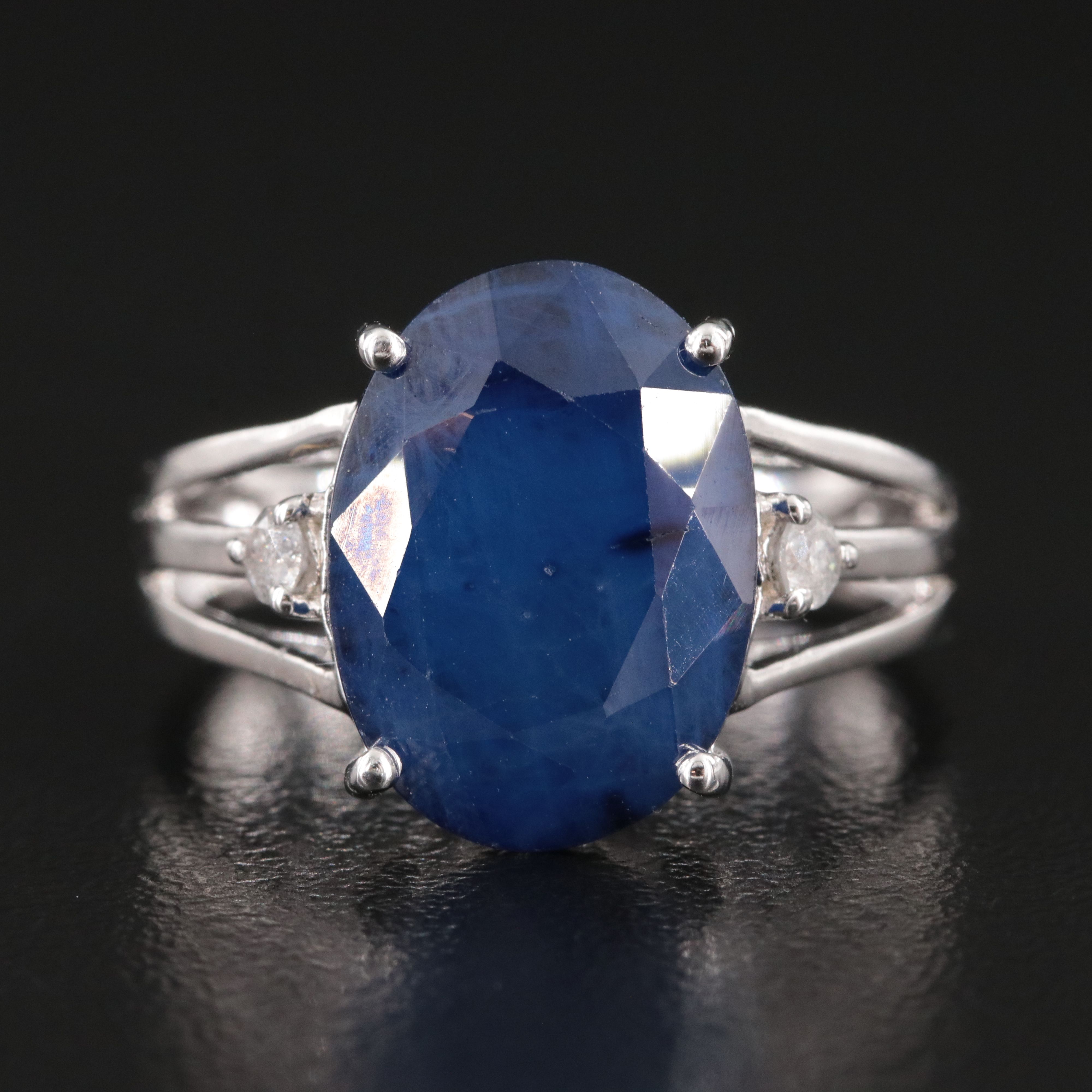 Oscar Friedman Sterling Sapphire and Diamond Ring