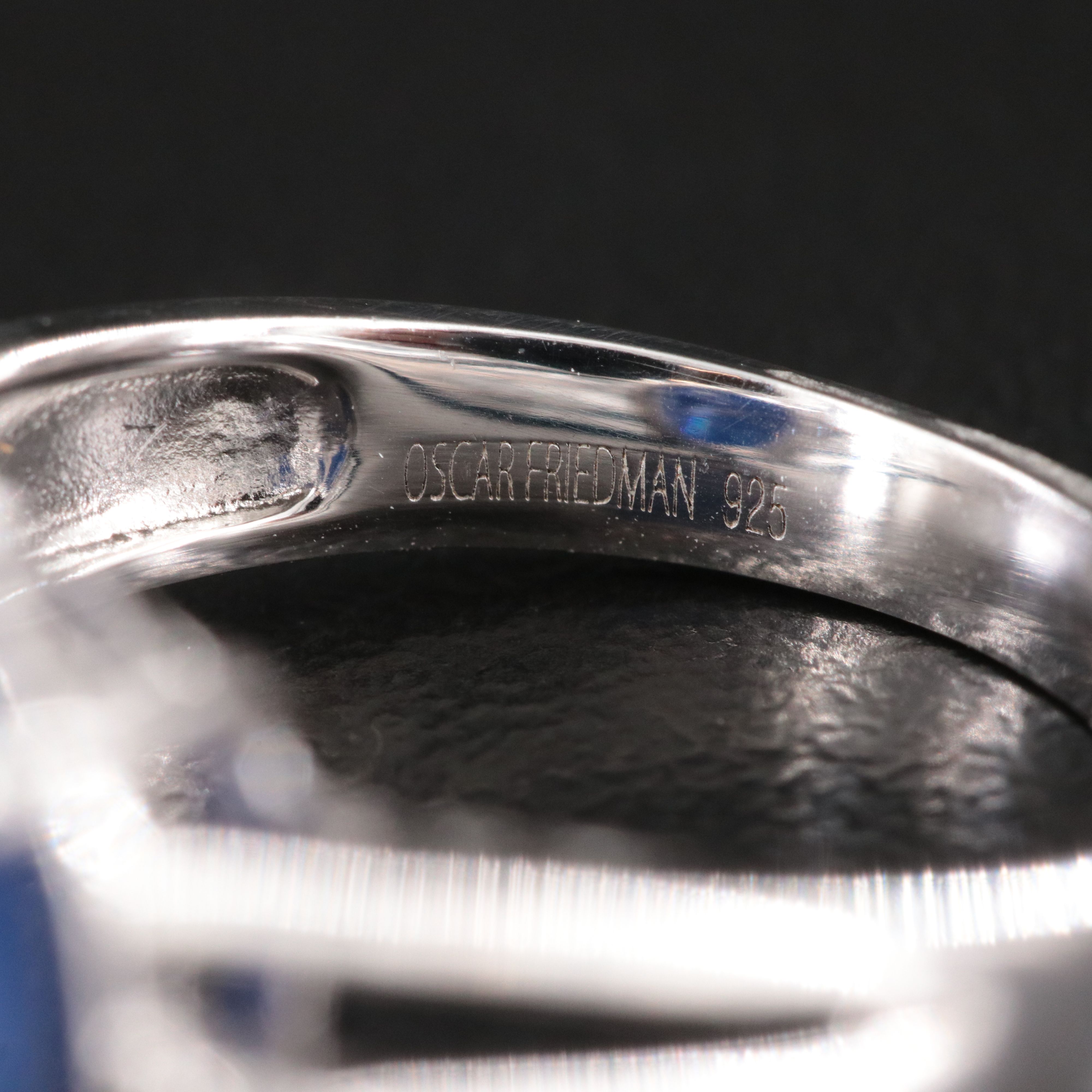 Oscar Friedman Sterling Sapphire and Diamond Ring