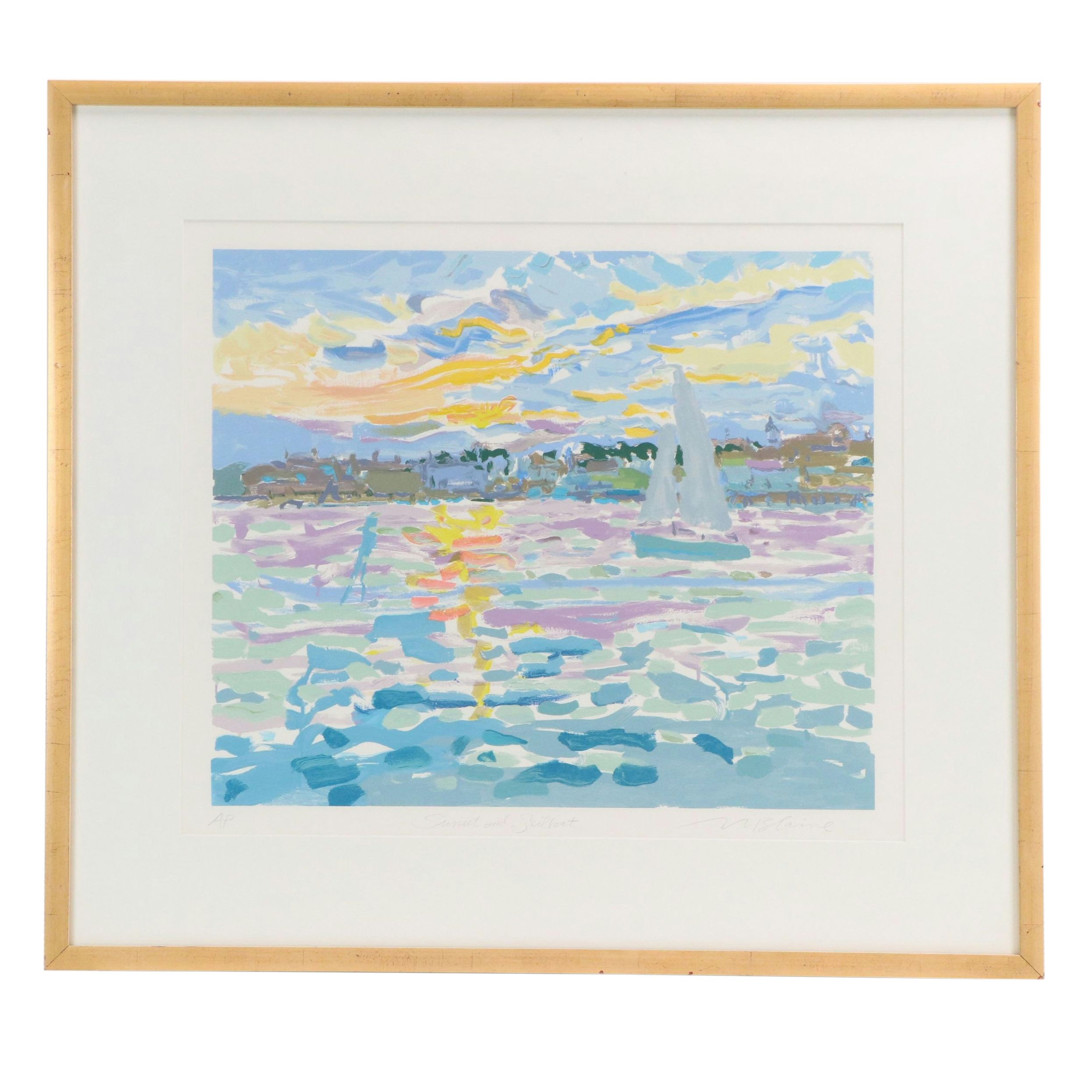 Neil Blair Walden Blaine Serigraph "Sunset and Sailboat"