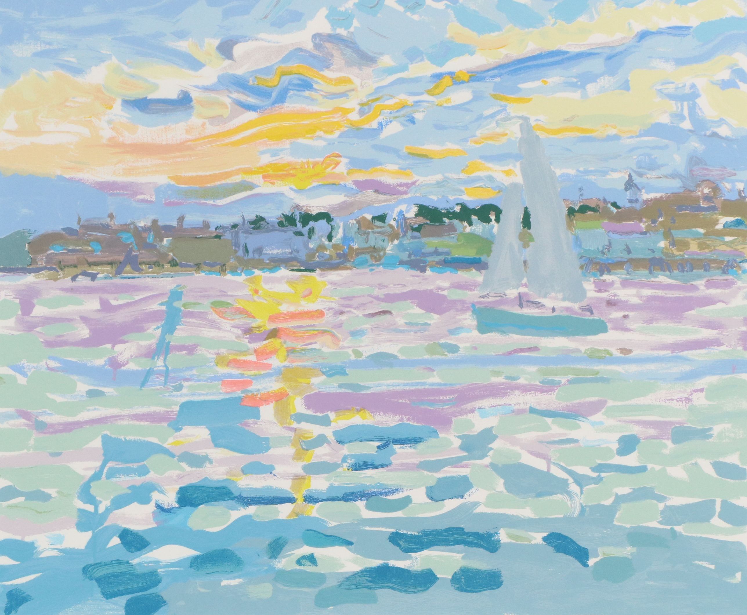 Neil Blair Walden Blaine Serigraph "Sunset and Sailboat"