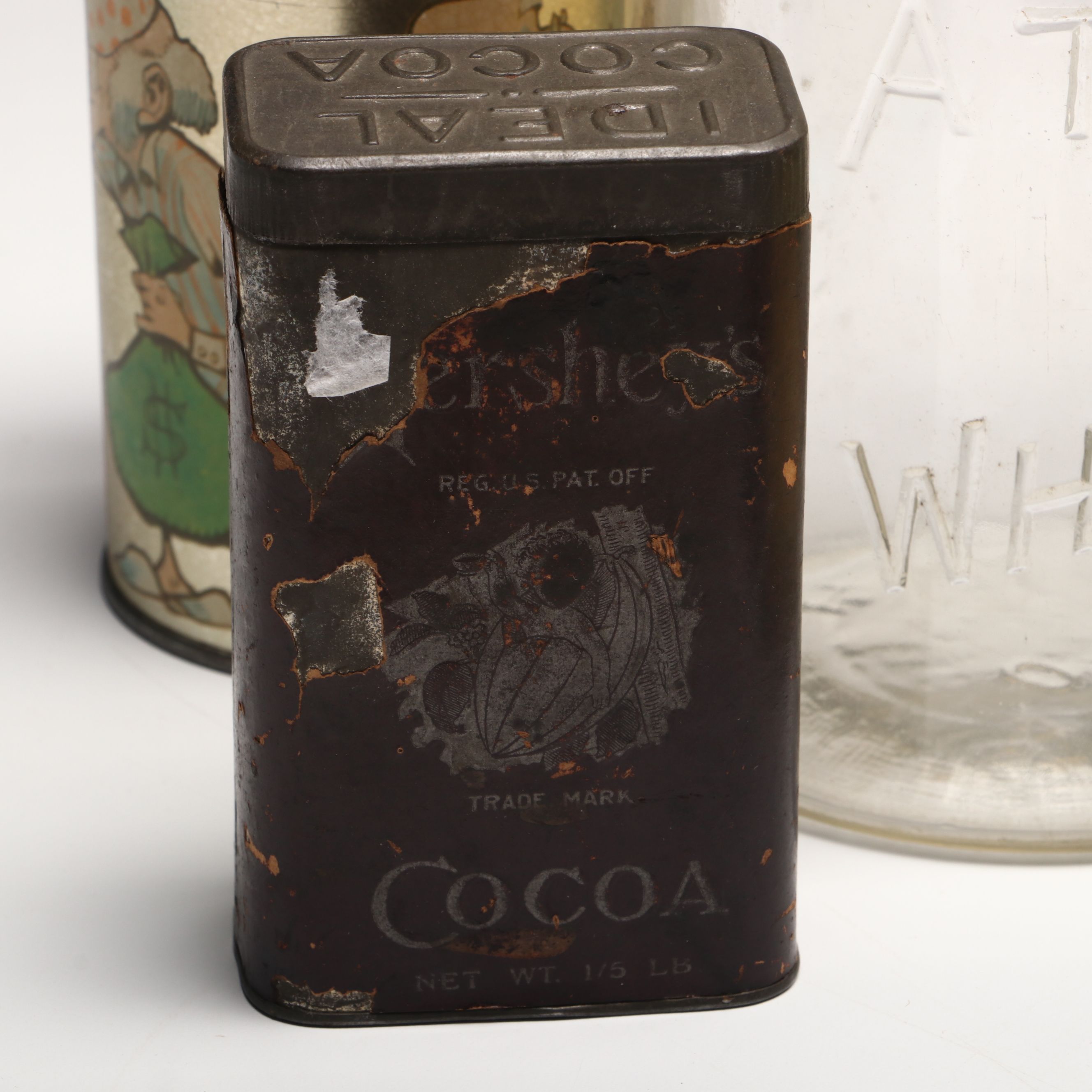 Hershey's Cocoa Tin, Ball Jars and More Antique and Vintage Containers