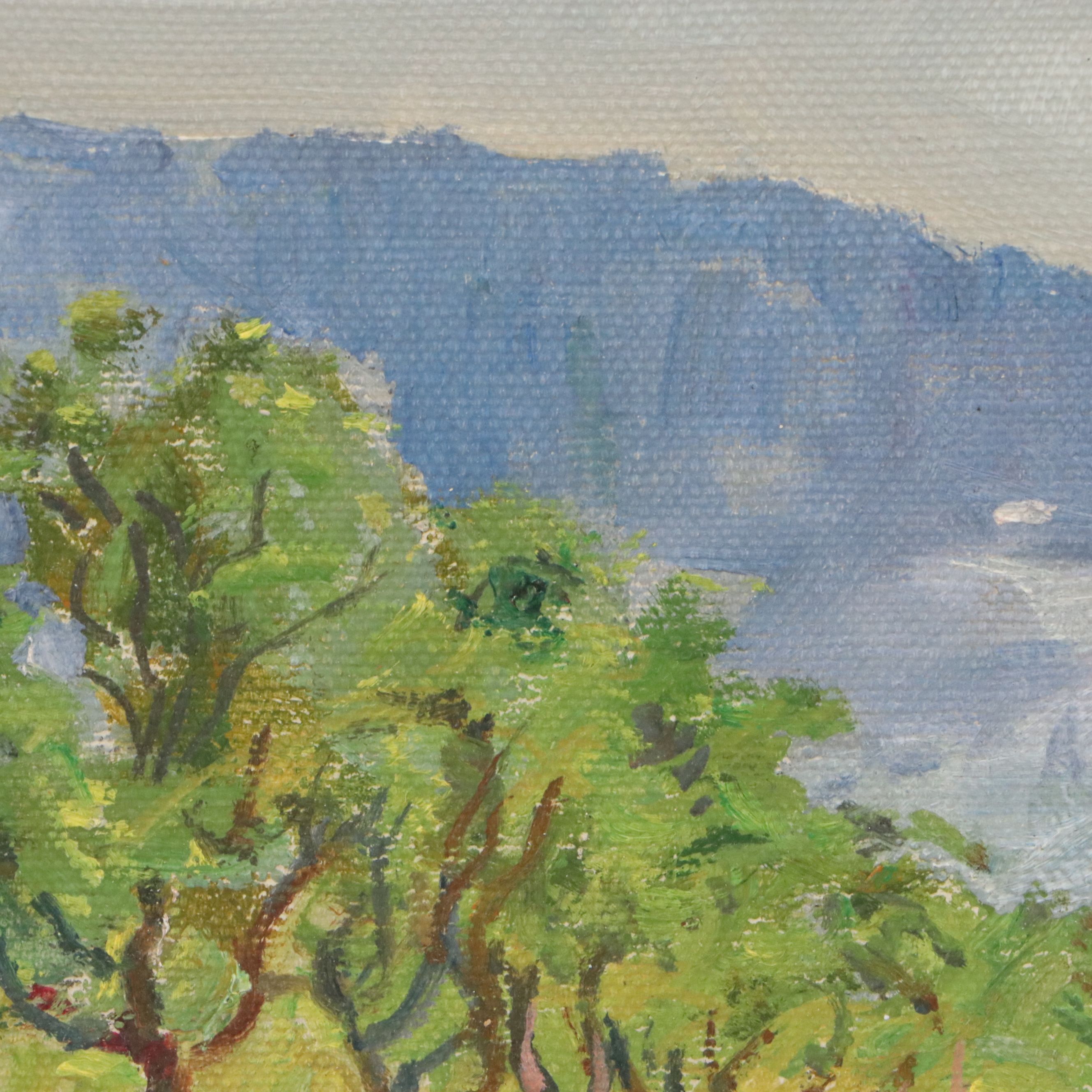 Max Bezner Oil Painting of Courtyard Scene, Early/Mid-20th Century