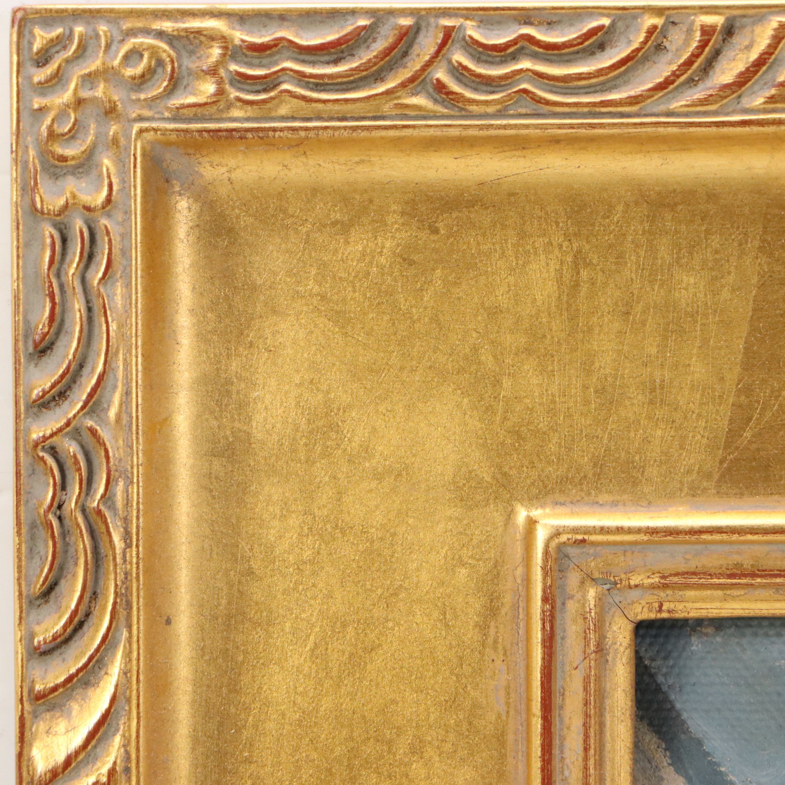 Max Bezner Oil Painting of Courtyard Scene, Early/Mid-20th Century