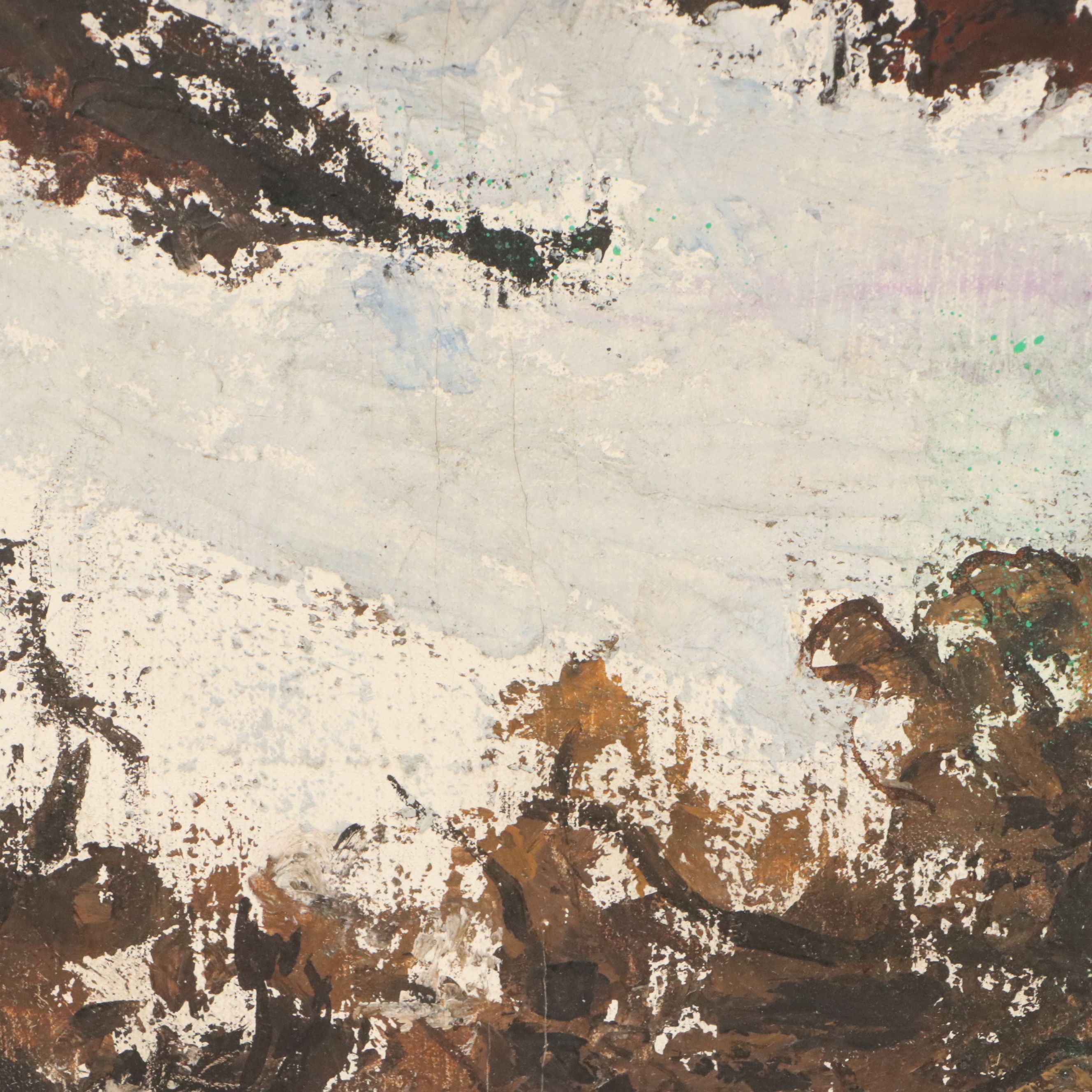 Attributed to Henri Déziré Oil Painting of Figures In Wooded Scene, Mid 20th C.