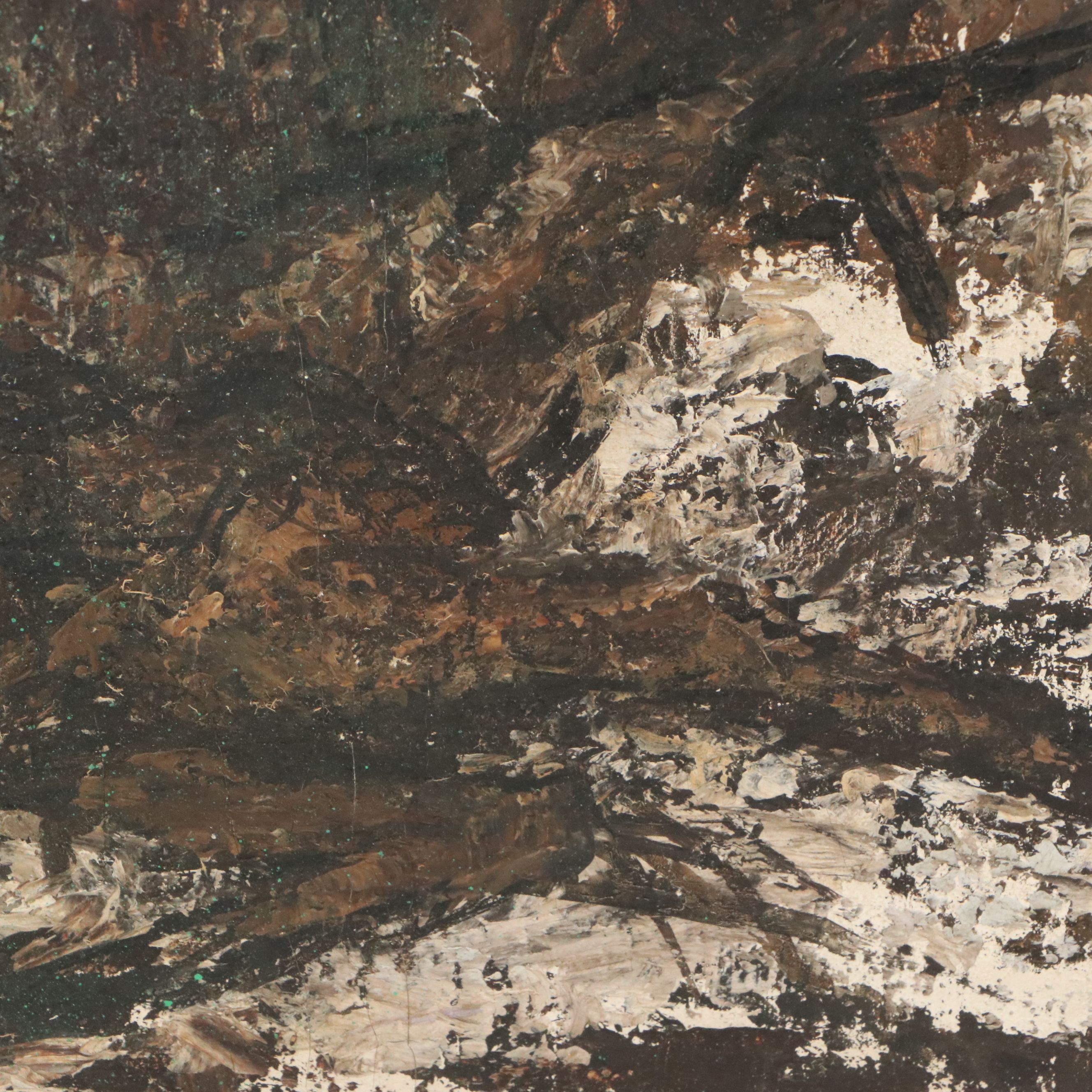 Attributed to Henri Déziré Oil Painting of Figures In Wooded Scene, Mid 20th C.