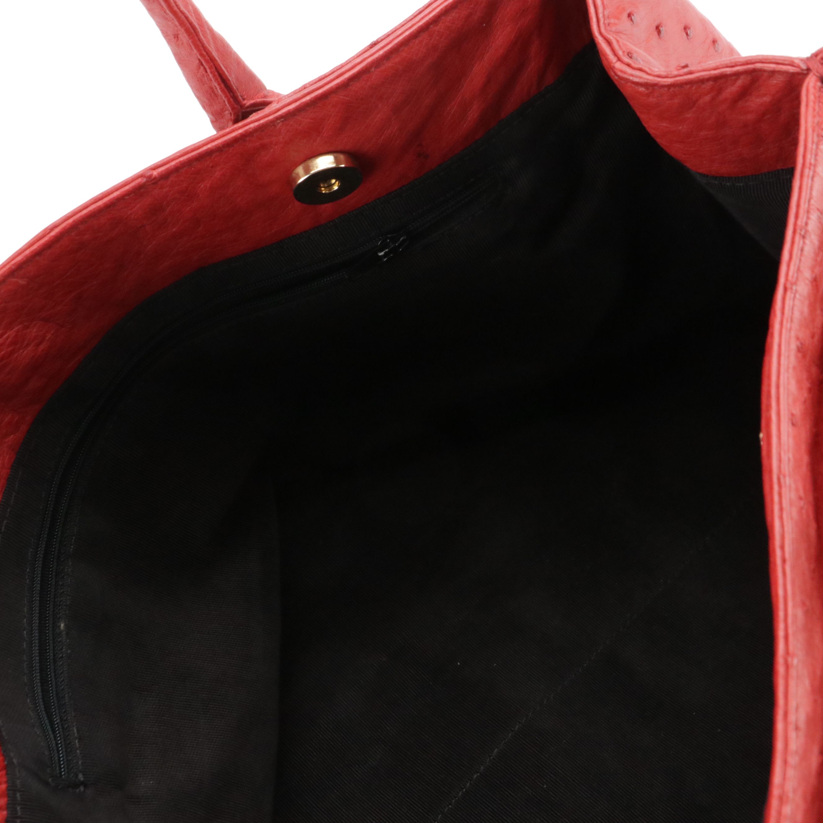 Red Ostrich Leather Tote Bag