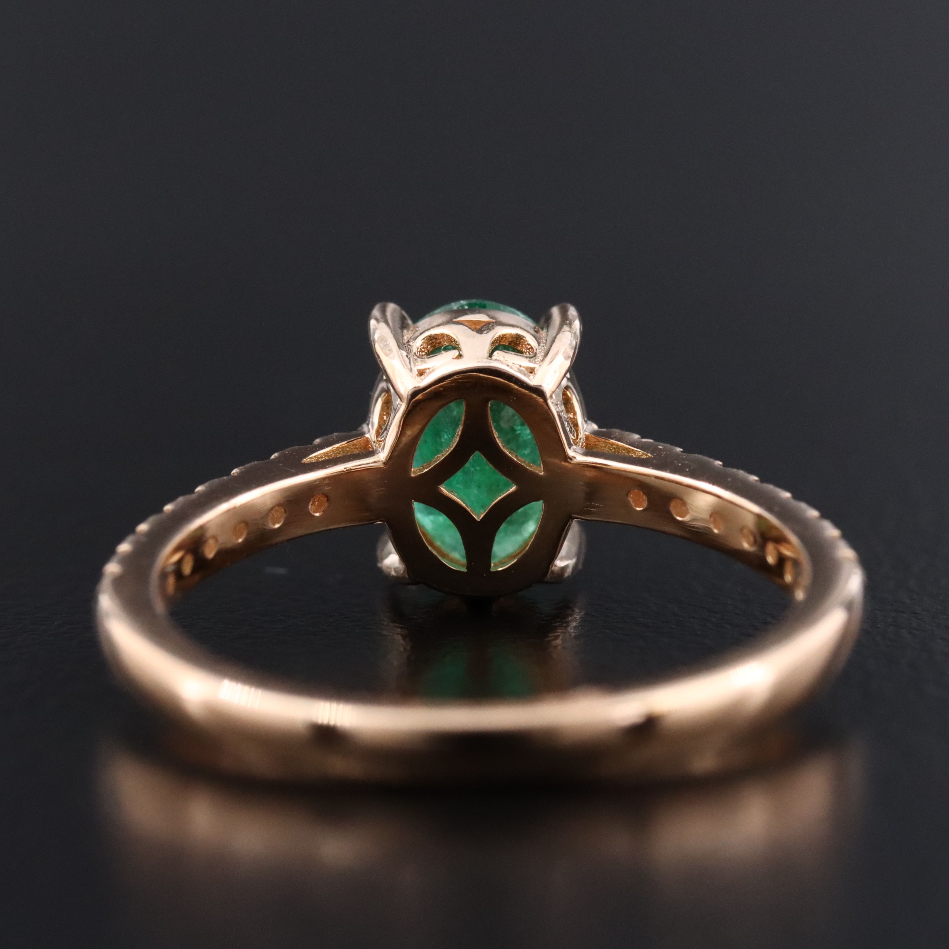 Sterling Emerald and Diamond Ring