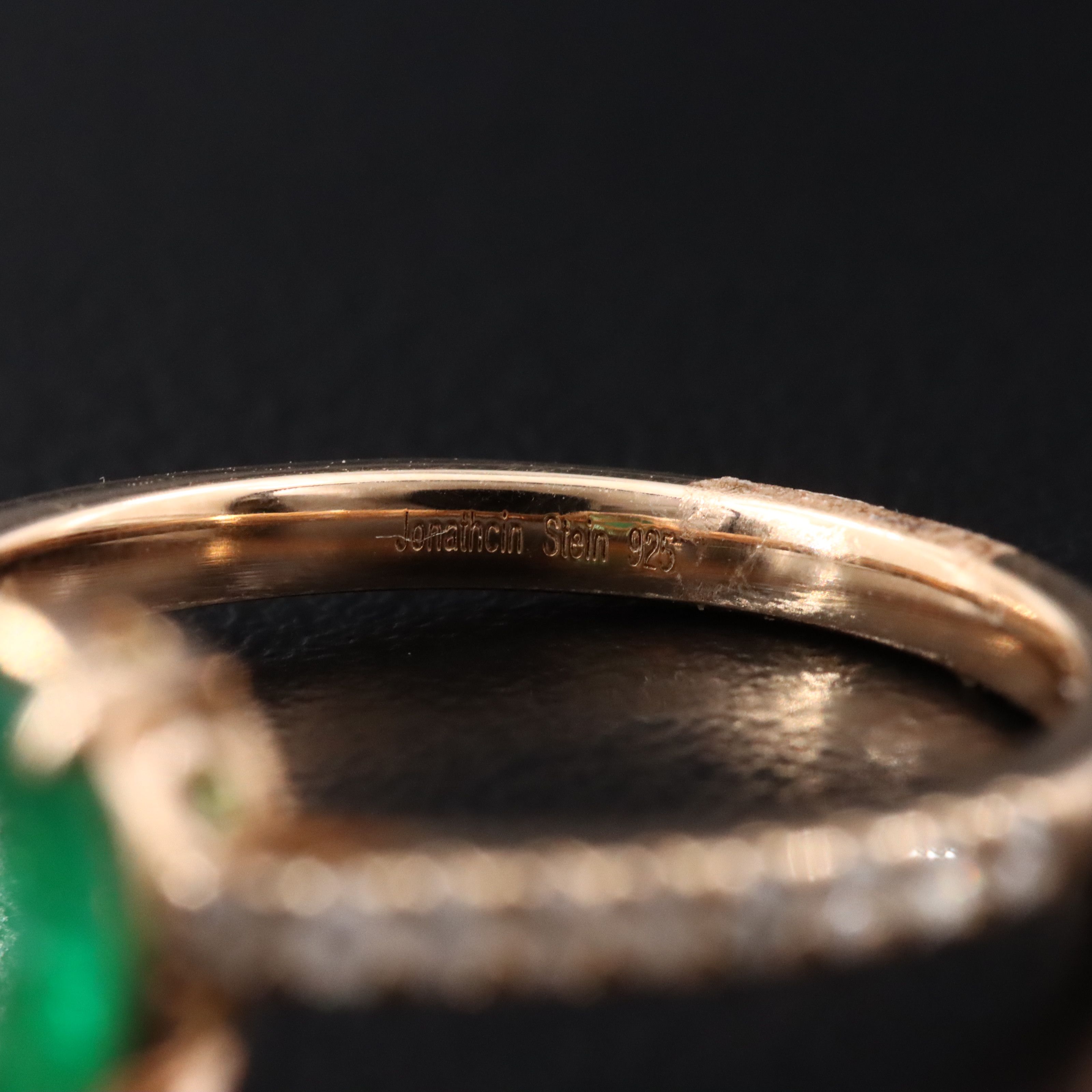 Sterling Emerald and Diamond Ring