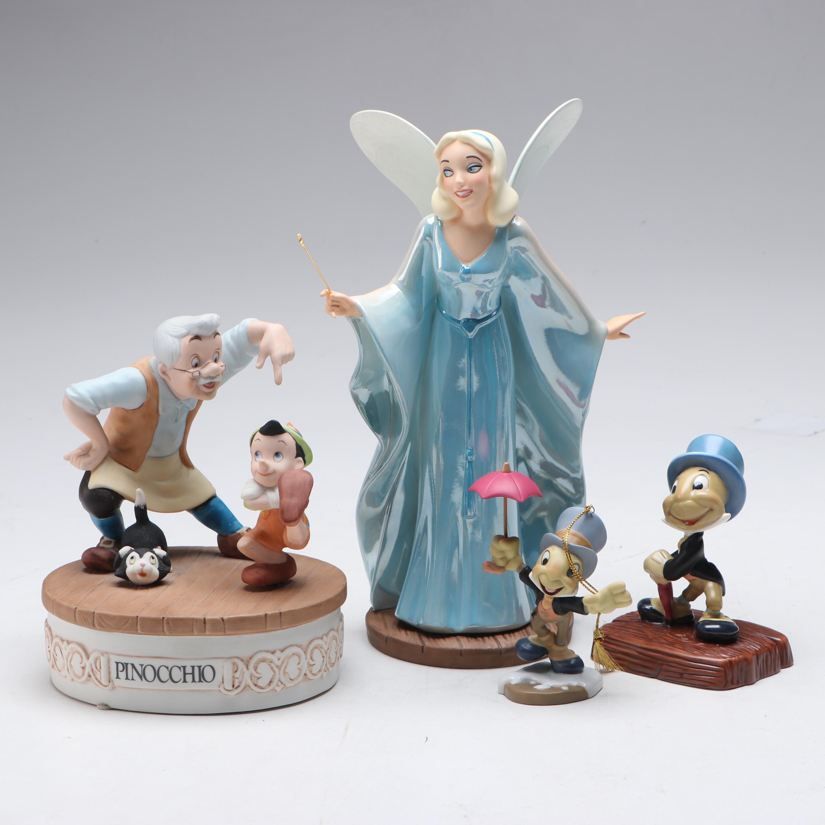 The Disney Collection Music Box with Jiminy Cricket and Blue Fairy Figures