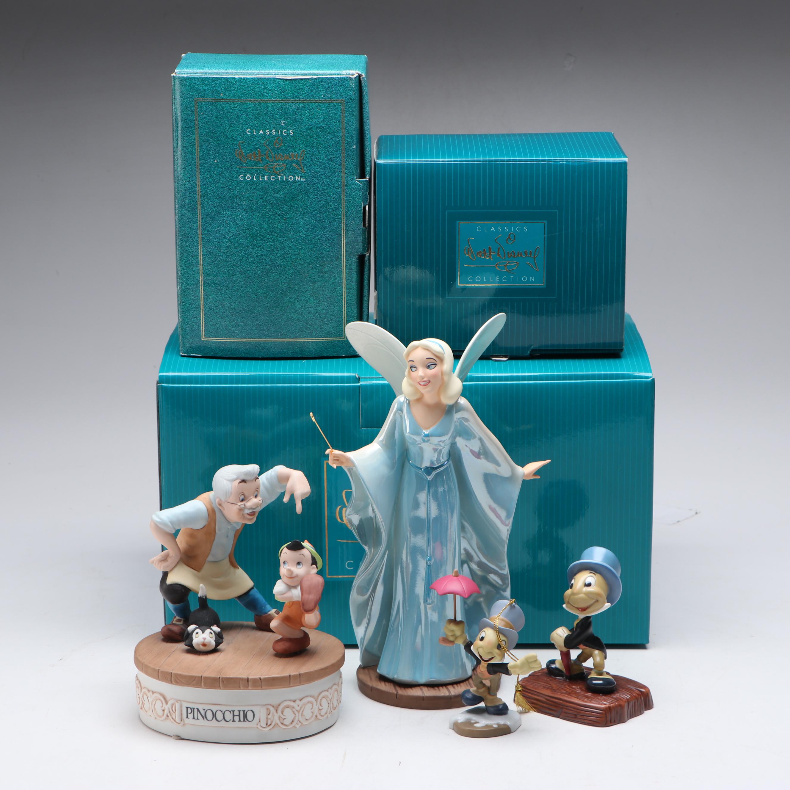 The Disney Collection Music Box with Jiminy Cricket and Blue Fairy Figures