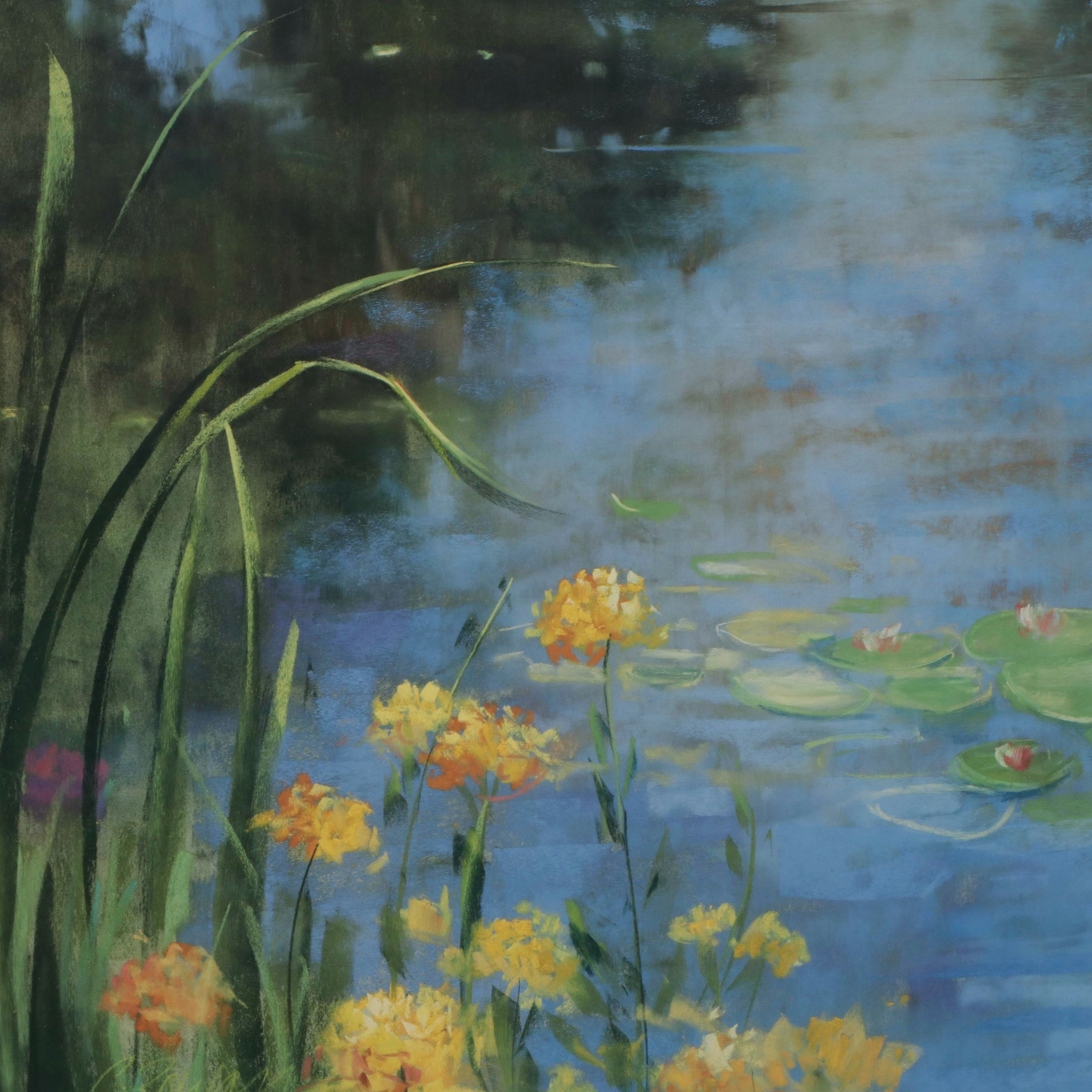Large-Scale Offset Lithograph After Carol Rowan "Garden Pond"