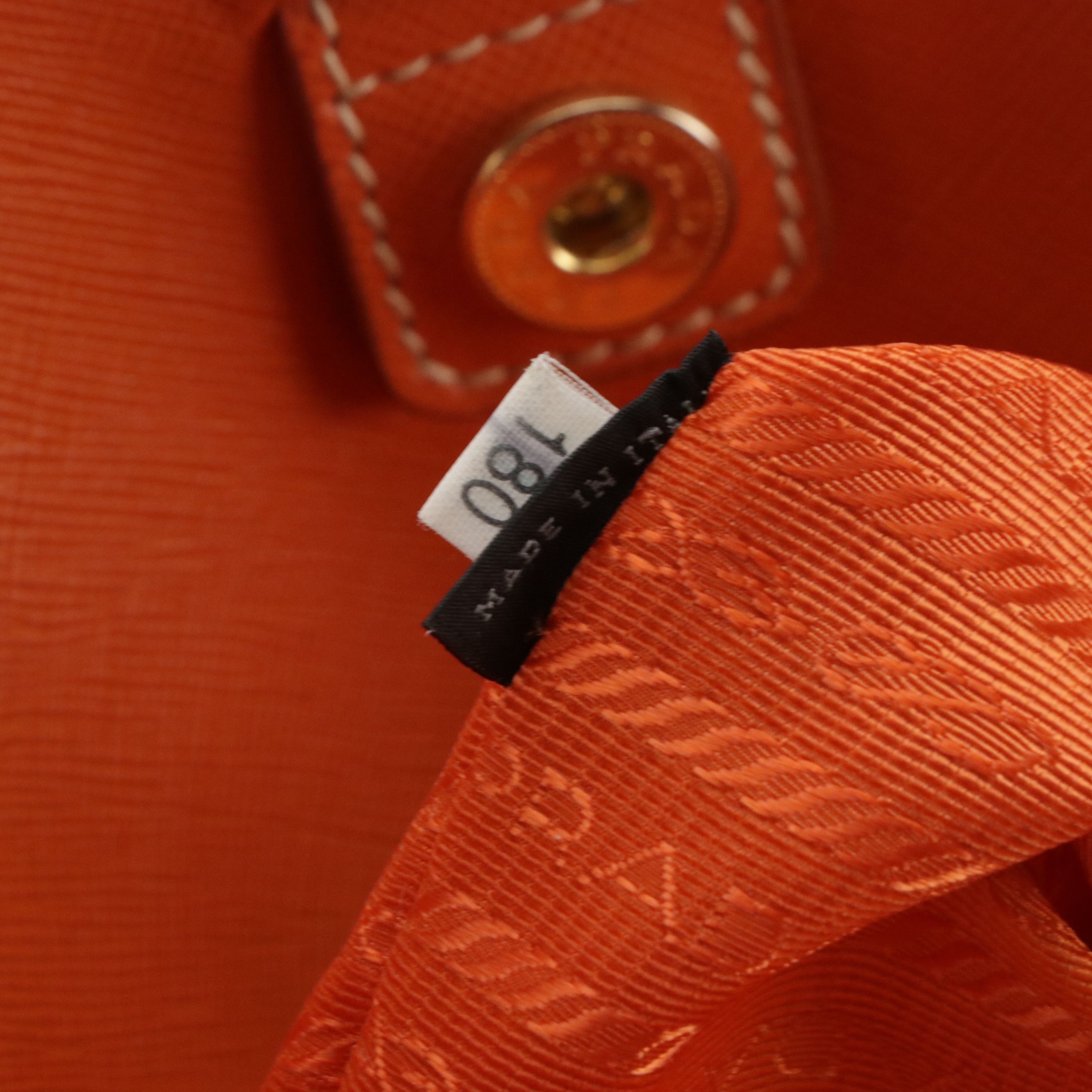 Prada Natural Canvas and Orange Leather Top Handle Two-Way Tote