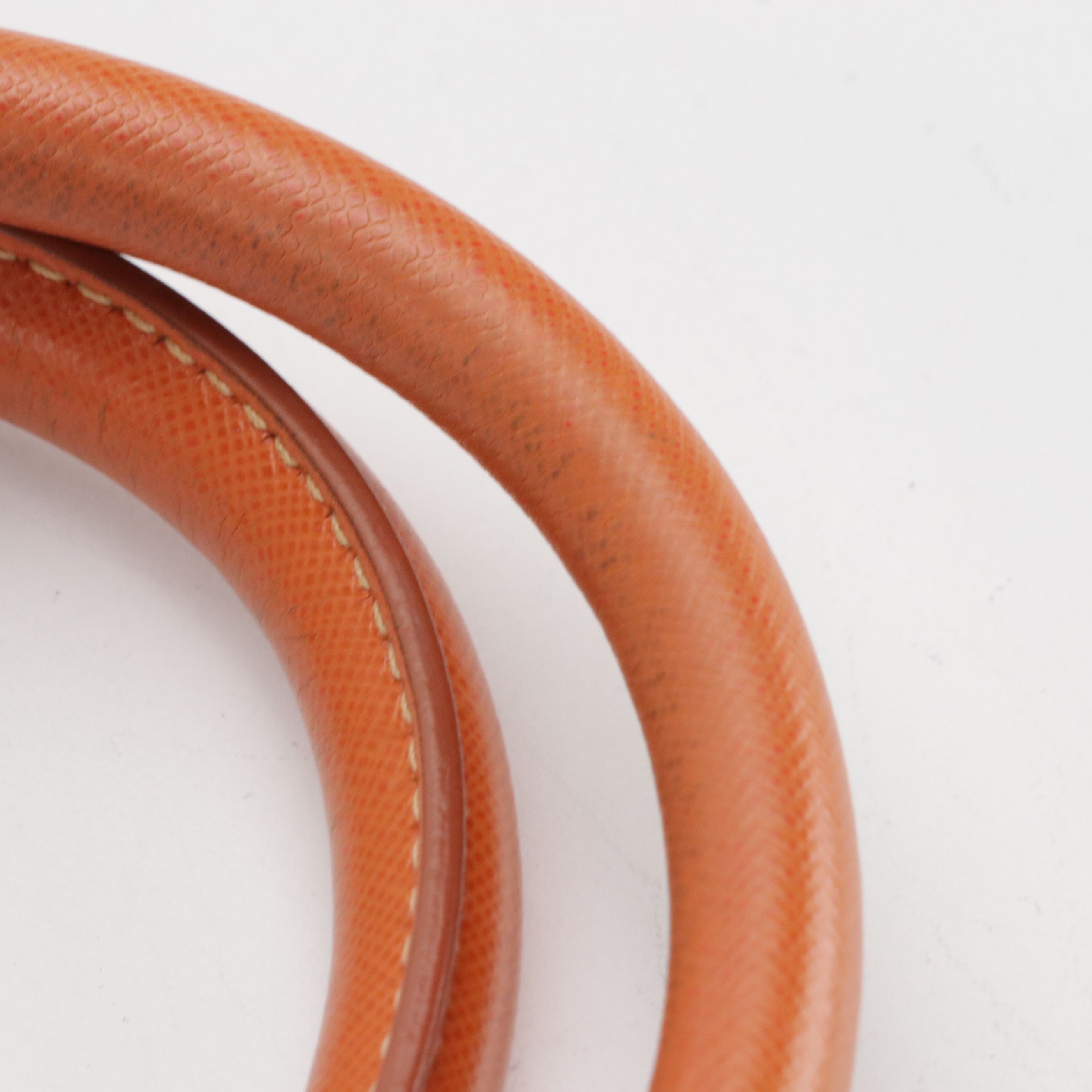 Prada Natural Canvas and Orange Leather Top Handle Two-Way Tote