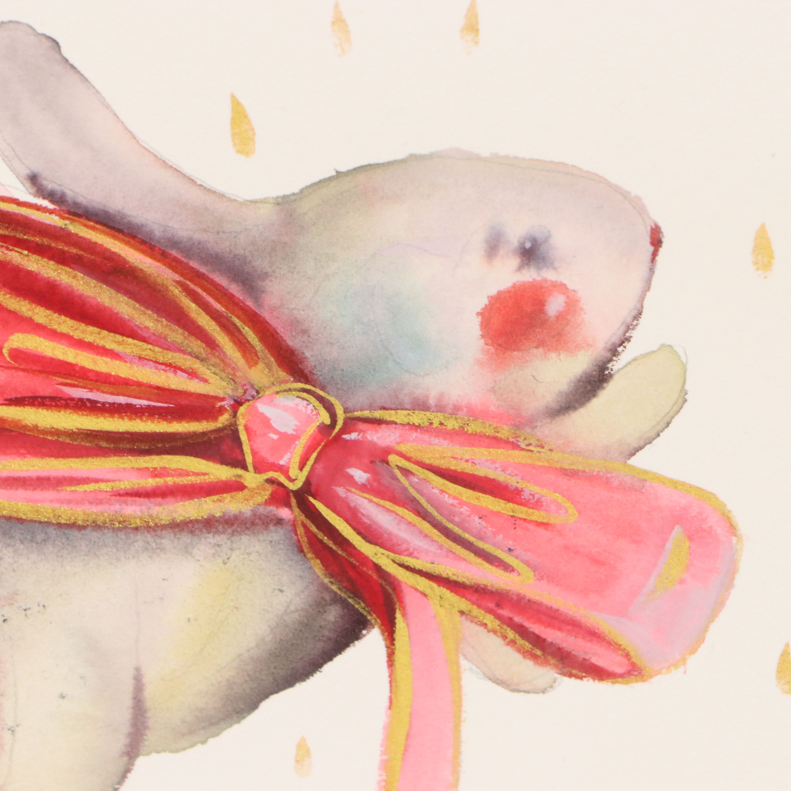Inga Kovalenko Watercolor Painting of Bunny With Bow, 2026