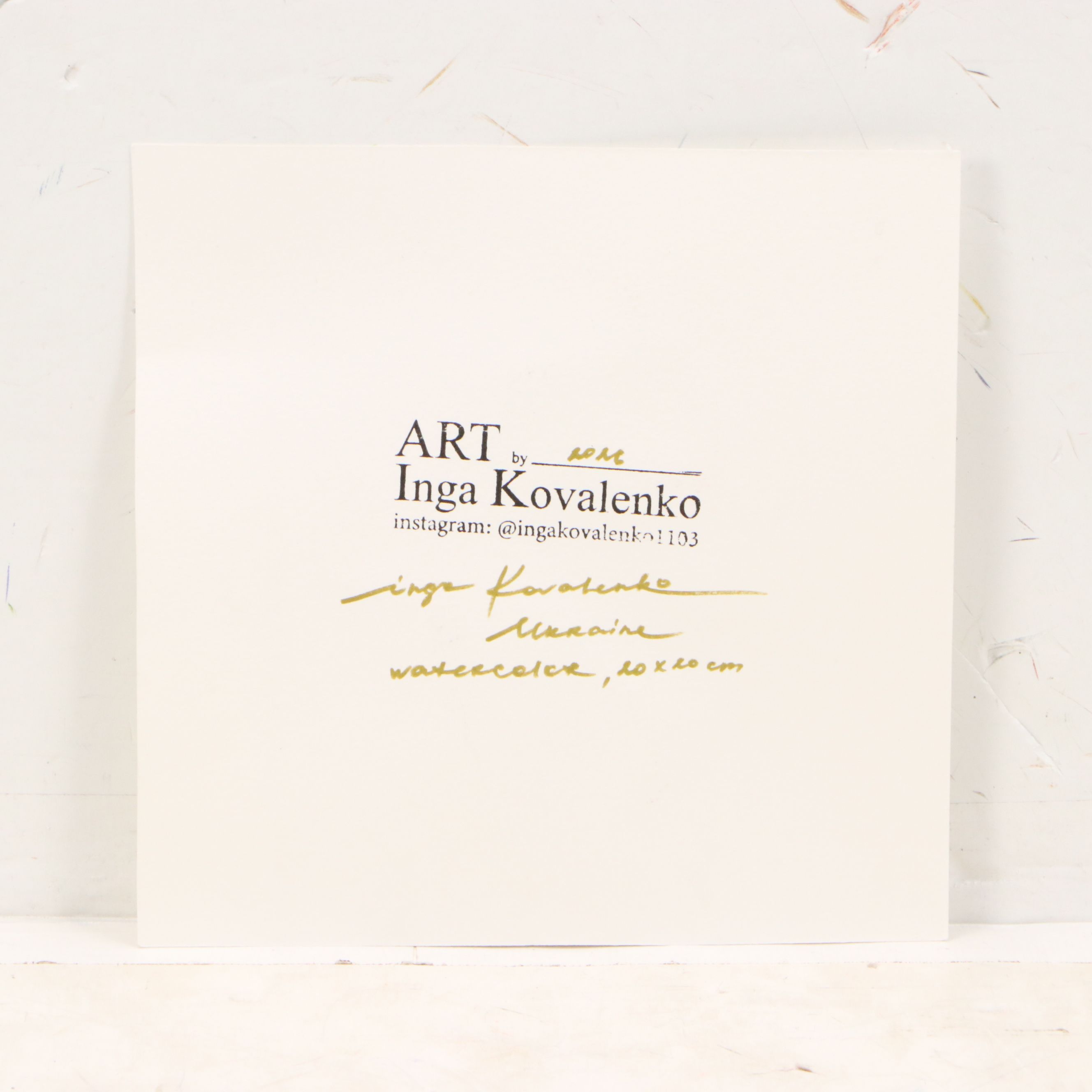 Inga Kovalenko Watercolor Painting of Bunny With Bow, 2026