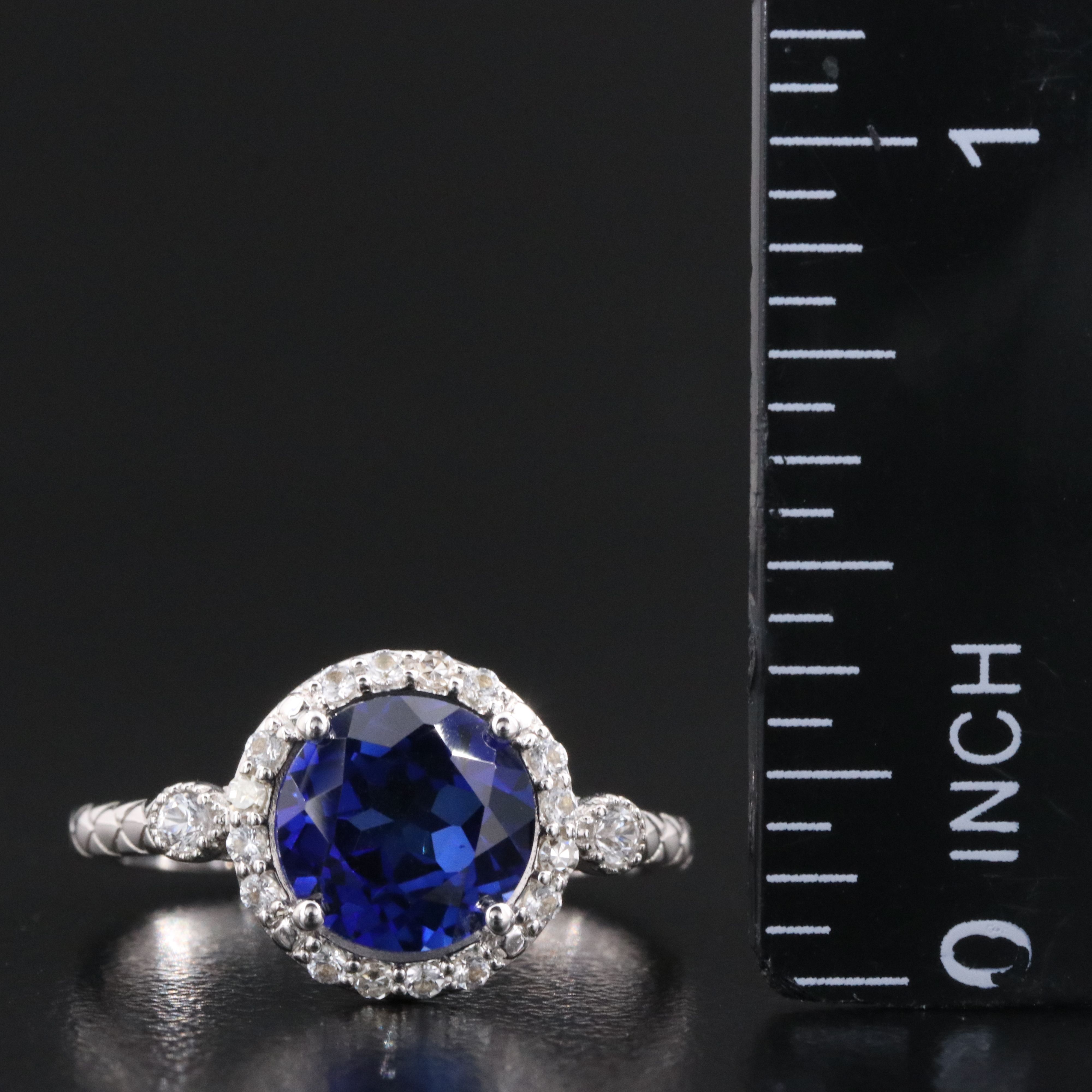 14K Sapphire, Diamond and White Sapphire Ring