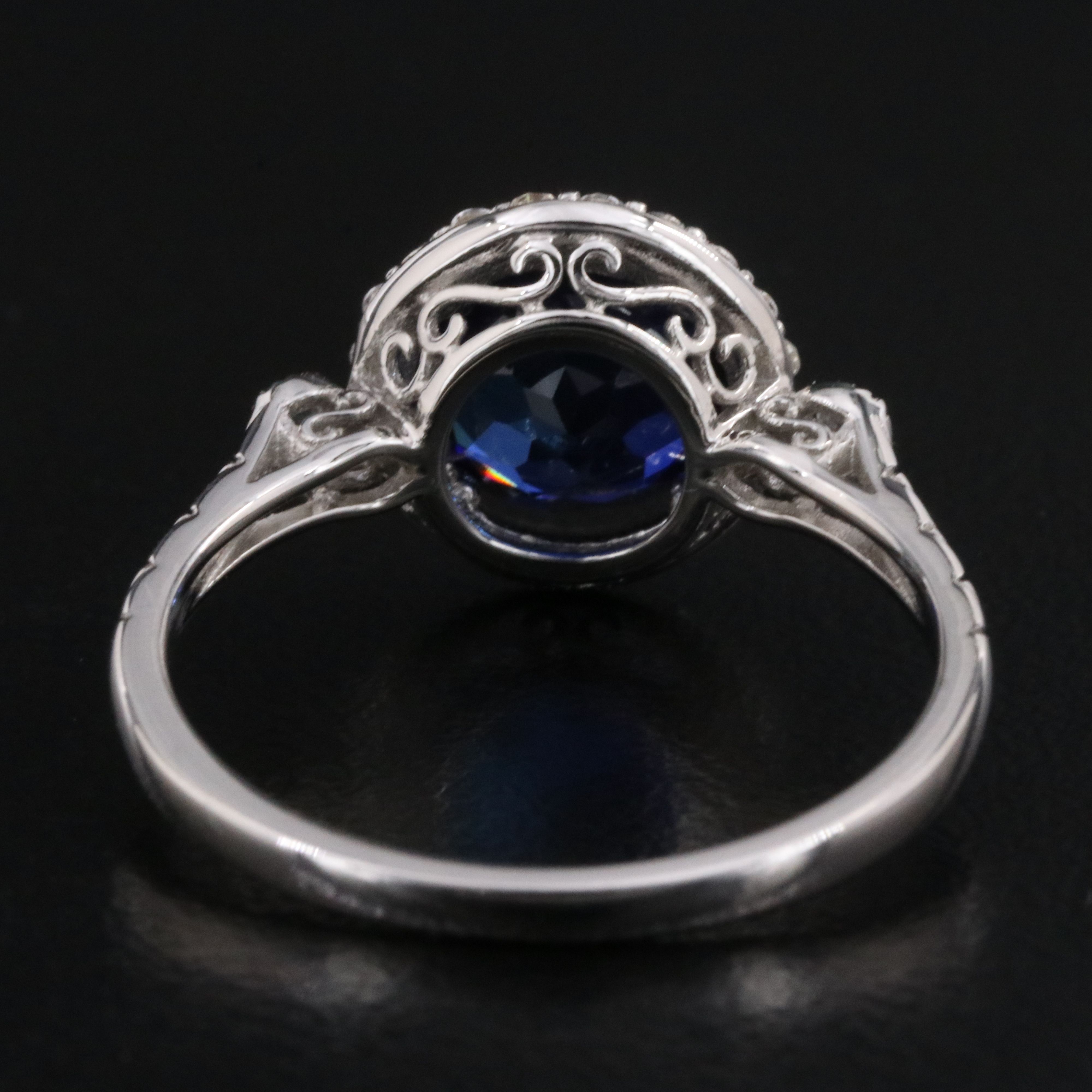 14K Sapphire, Diamond and White Sapphire Ring