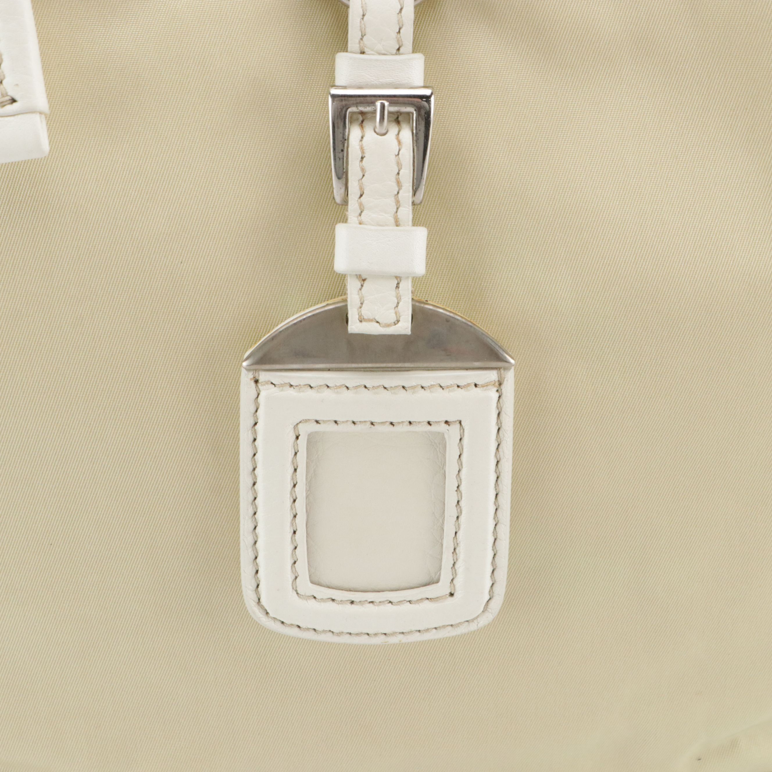 Prada Hobo Shoulder Bag in Neutral Tessuto Nylon and White Leather