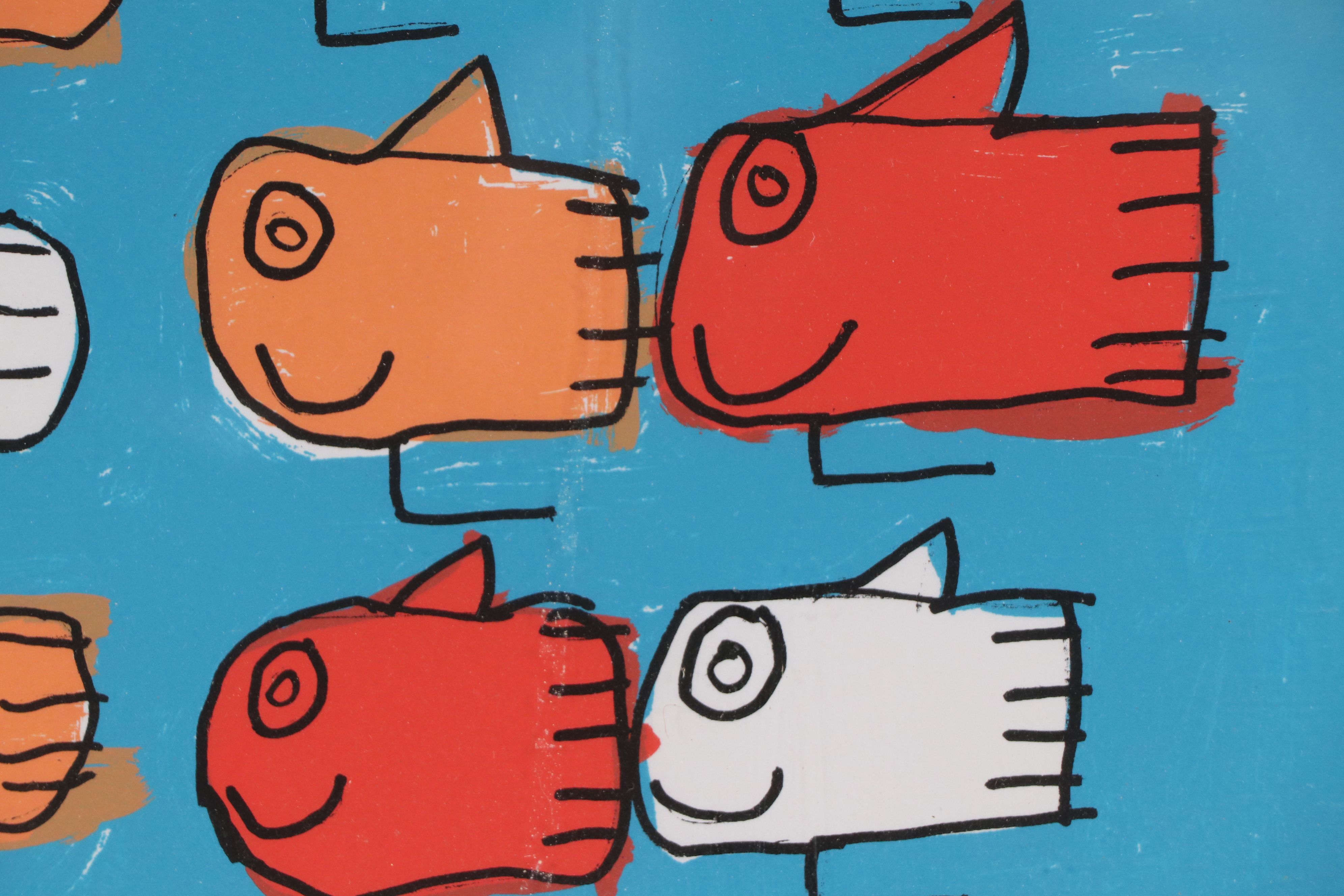 Leah David Lithograph of School of Fish, 21st Century