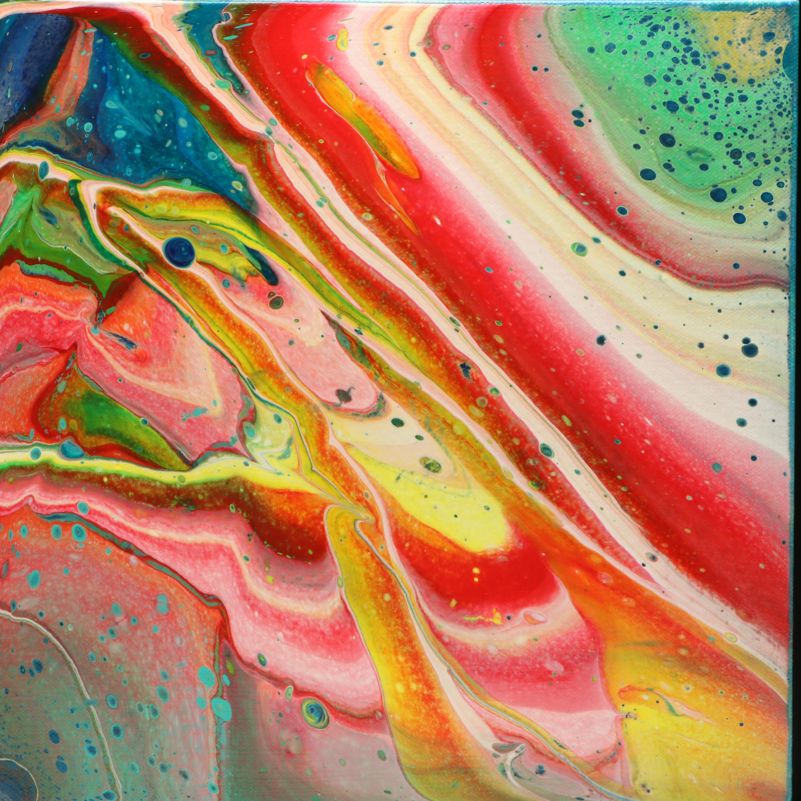 Signed "Captain America" Acrylic Pour Painting, 2019