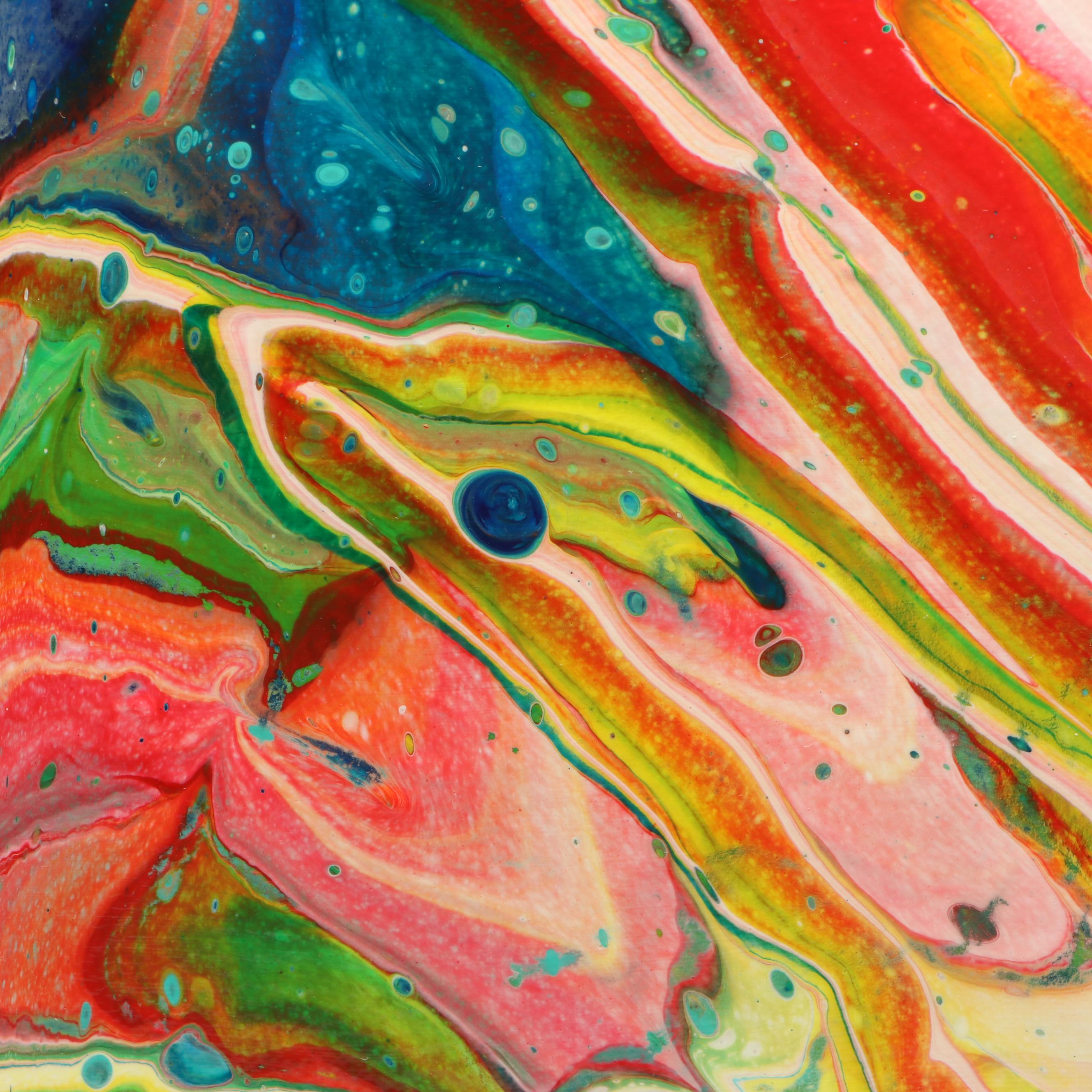 Signed "Captain America" Acrylic Pour Painting, 2019