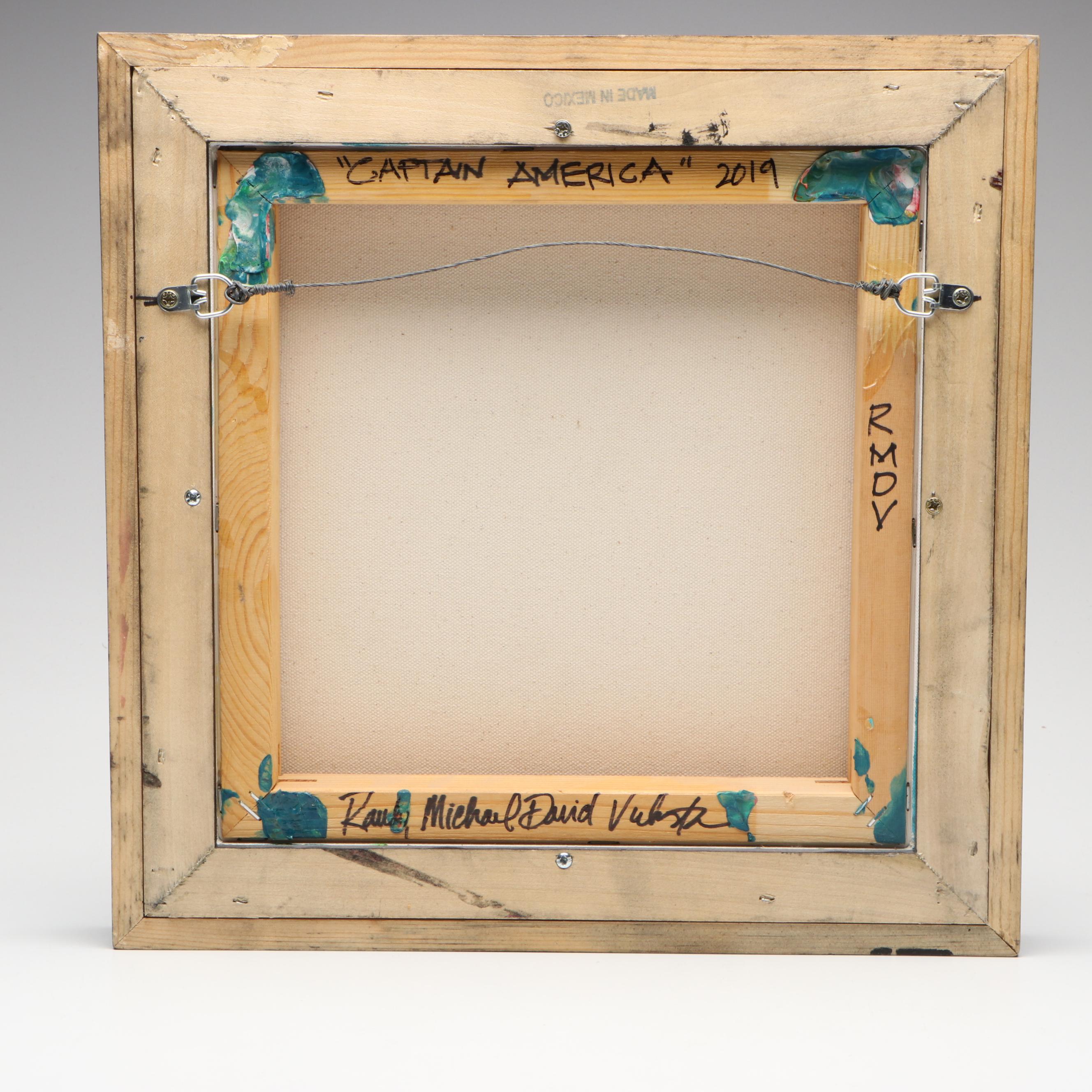 Signed "Captain America" Acrylic Pour Painting, 2019