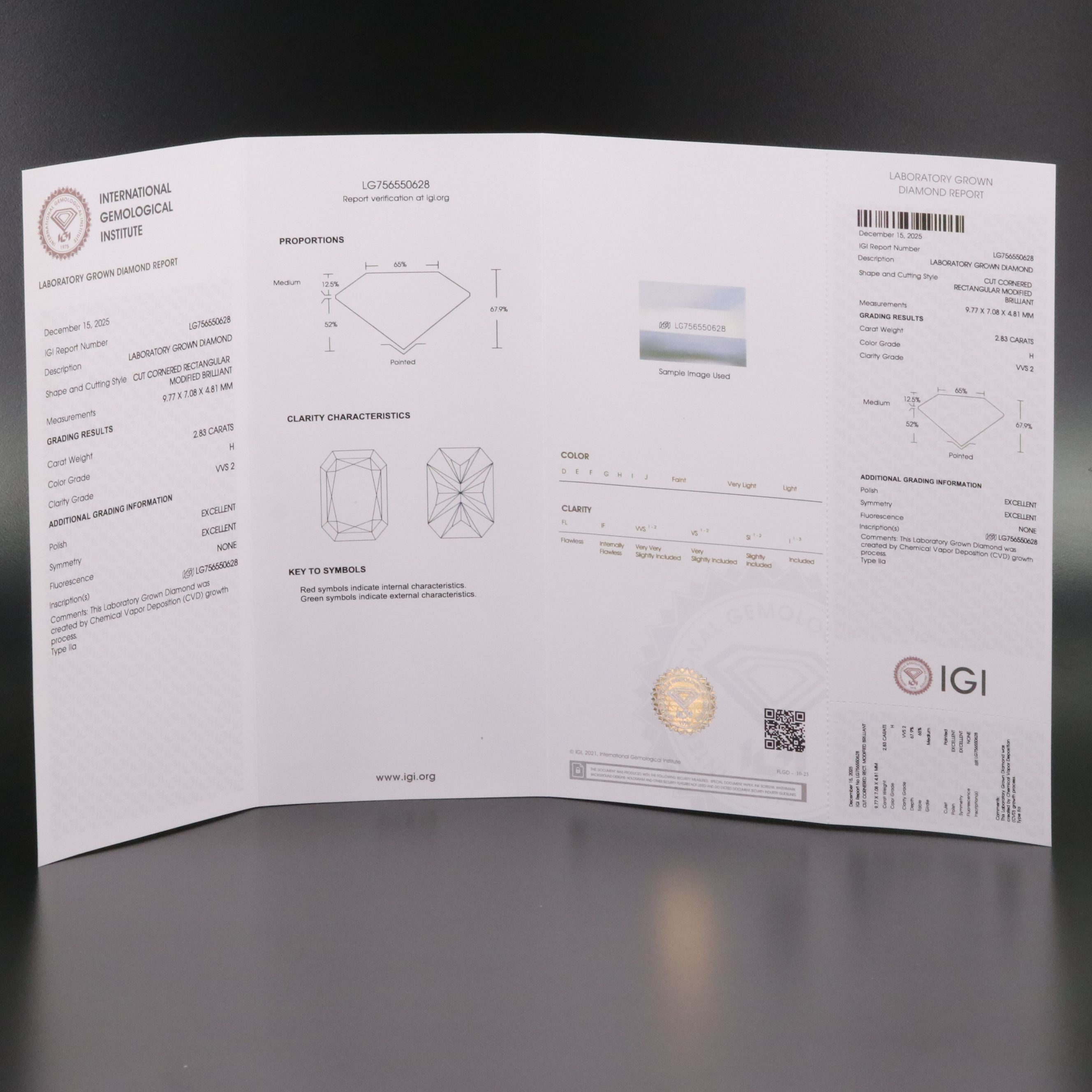 Loose 2.83 CT Lab Grown Diamond with IGI Report