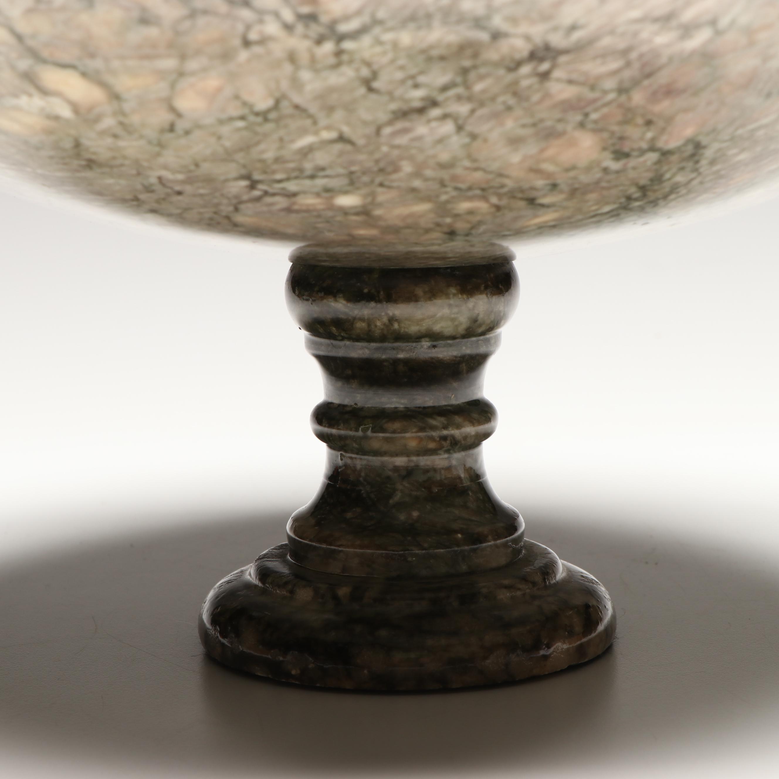 Marble Centerpiece Bowl with Ceramic Artificial Fruits