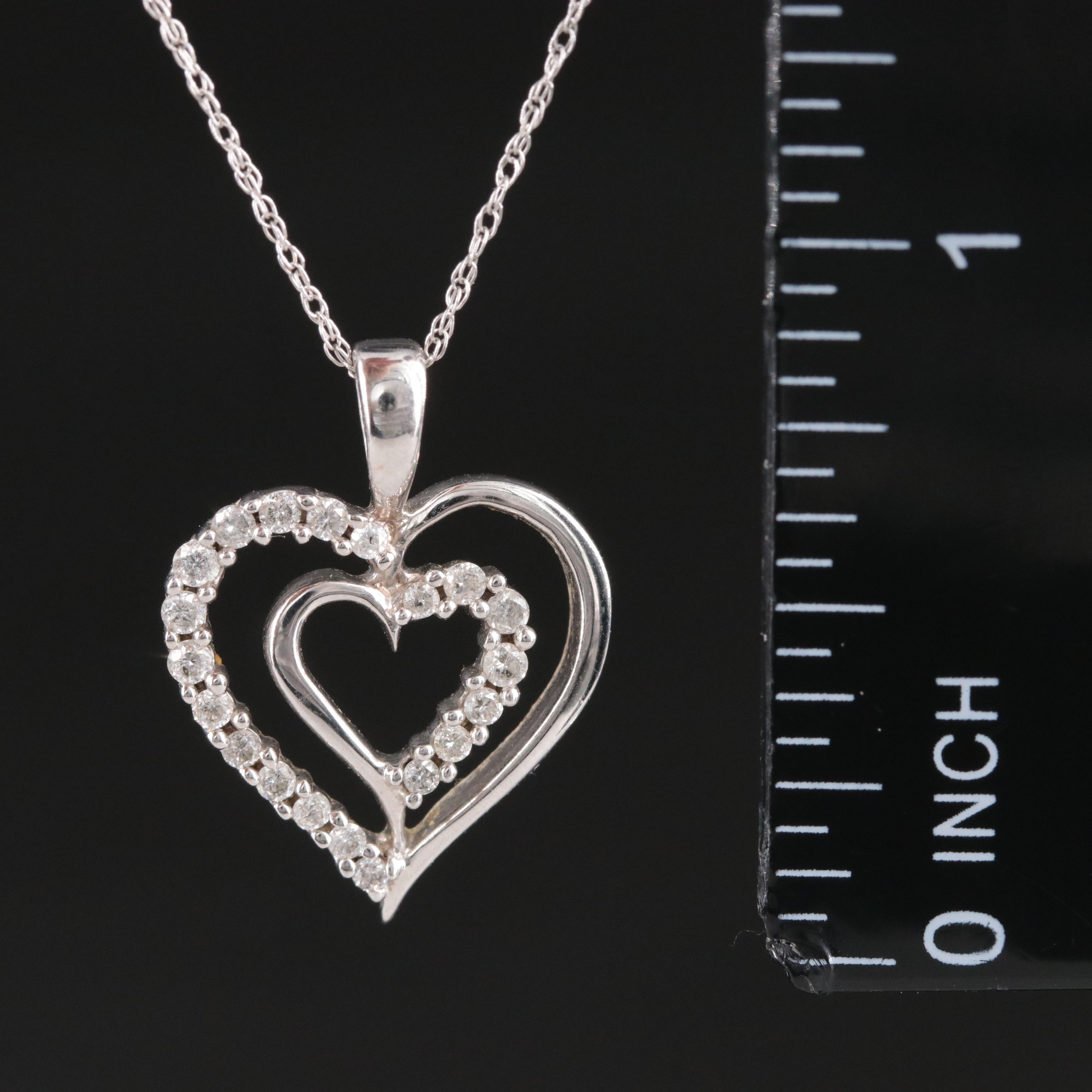 10K 0.27 CTW Diamond Heart Pendant Necklace
