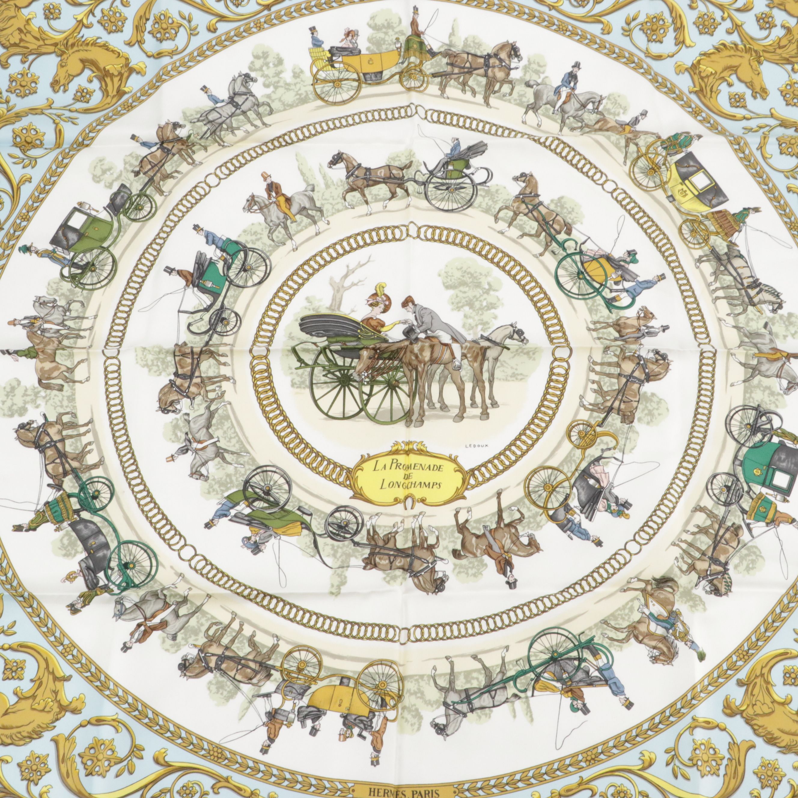 Hermès "La Promenade De Longchamps" Silk Twill Scarf 90