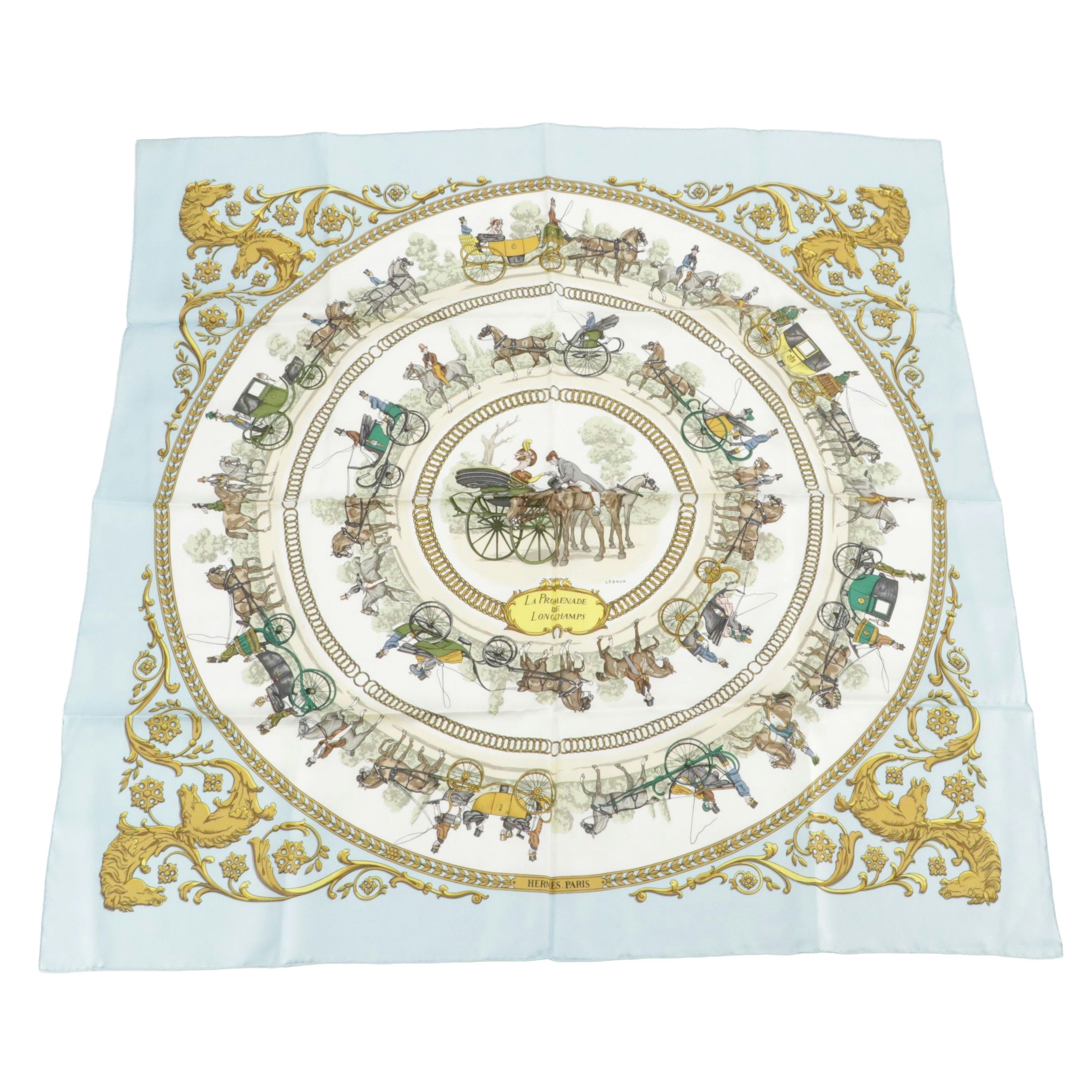 Hermès "La Promenade De Longchamps" Silk Twill Scarf 90