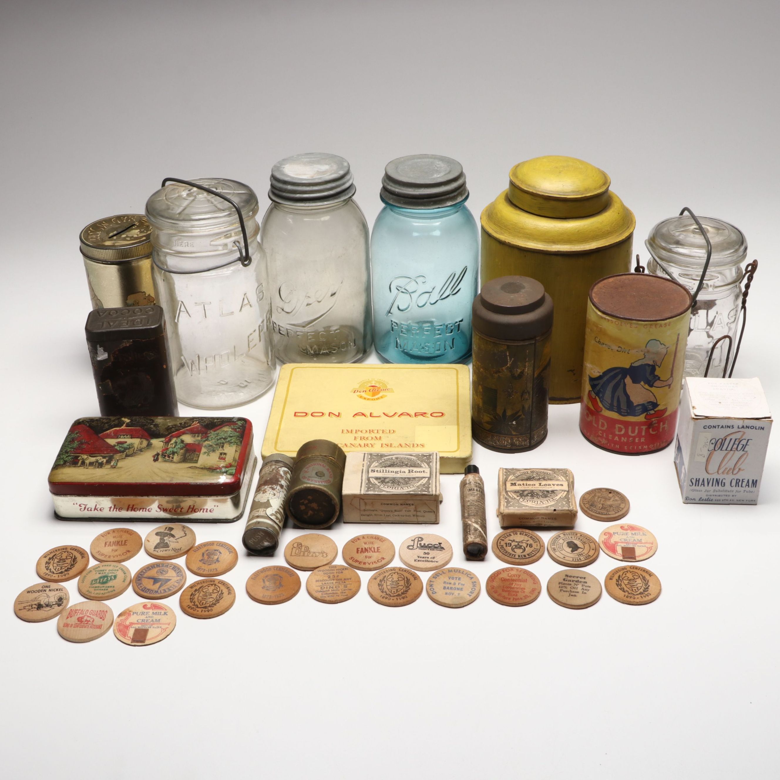 Hershey's Cocoa Tin, Ball Jars and More Antique and Vintage Containers
