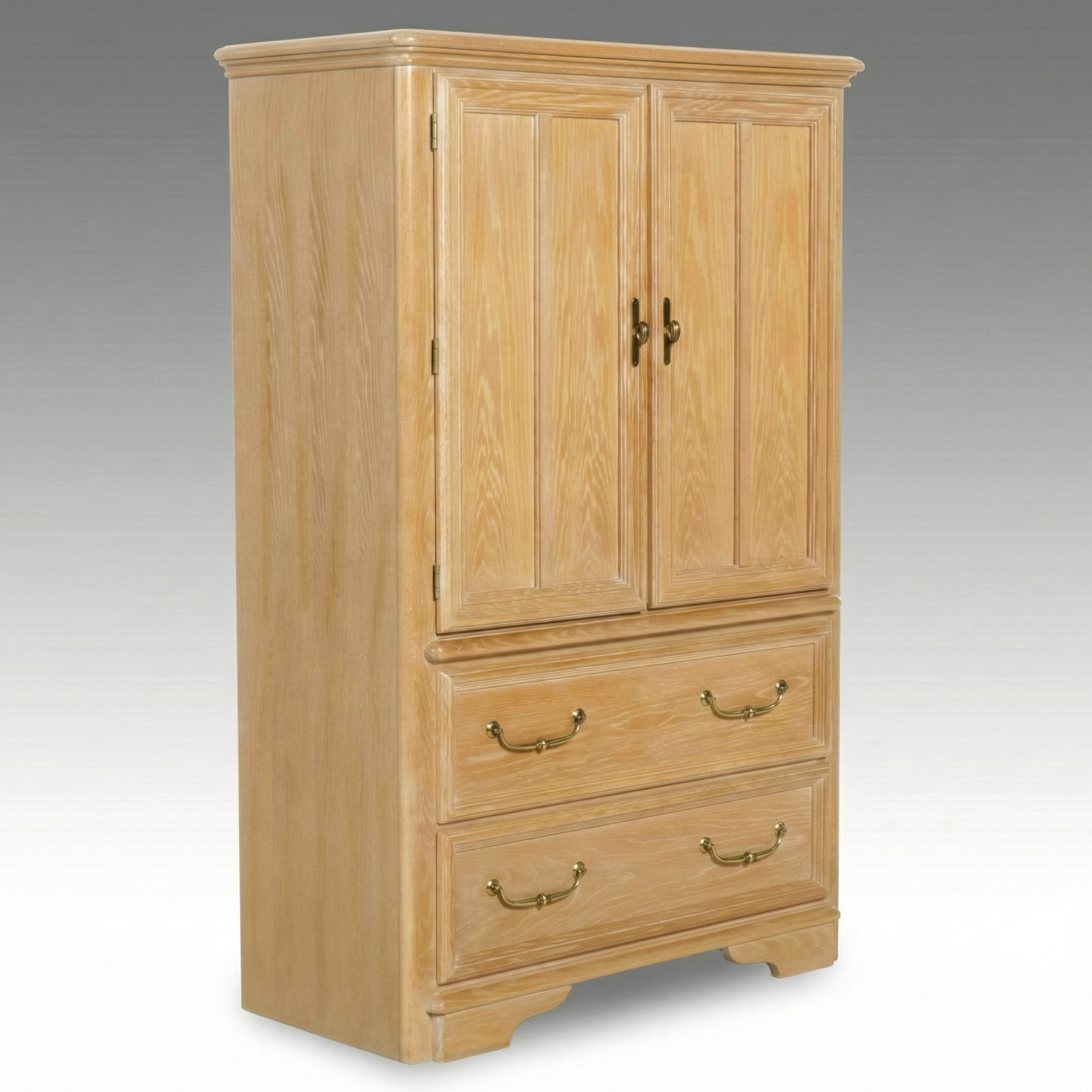 Stanley Furniture Pickled Oak Armoire, Late 20th Century