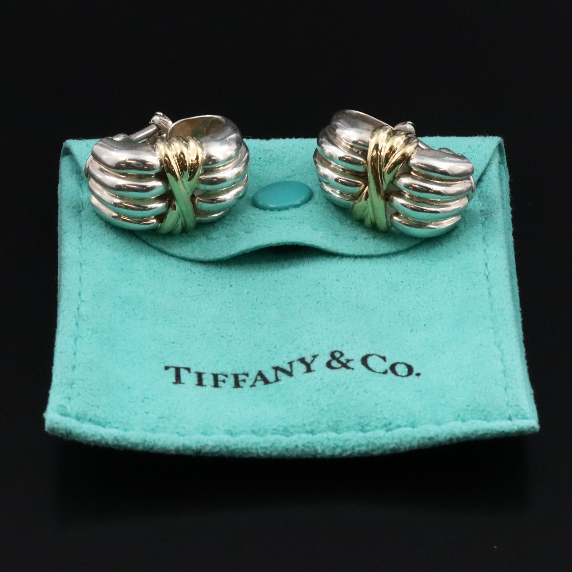 Tiffany & Co. Sterling and 18K Clip Earrings
