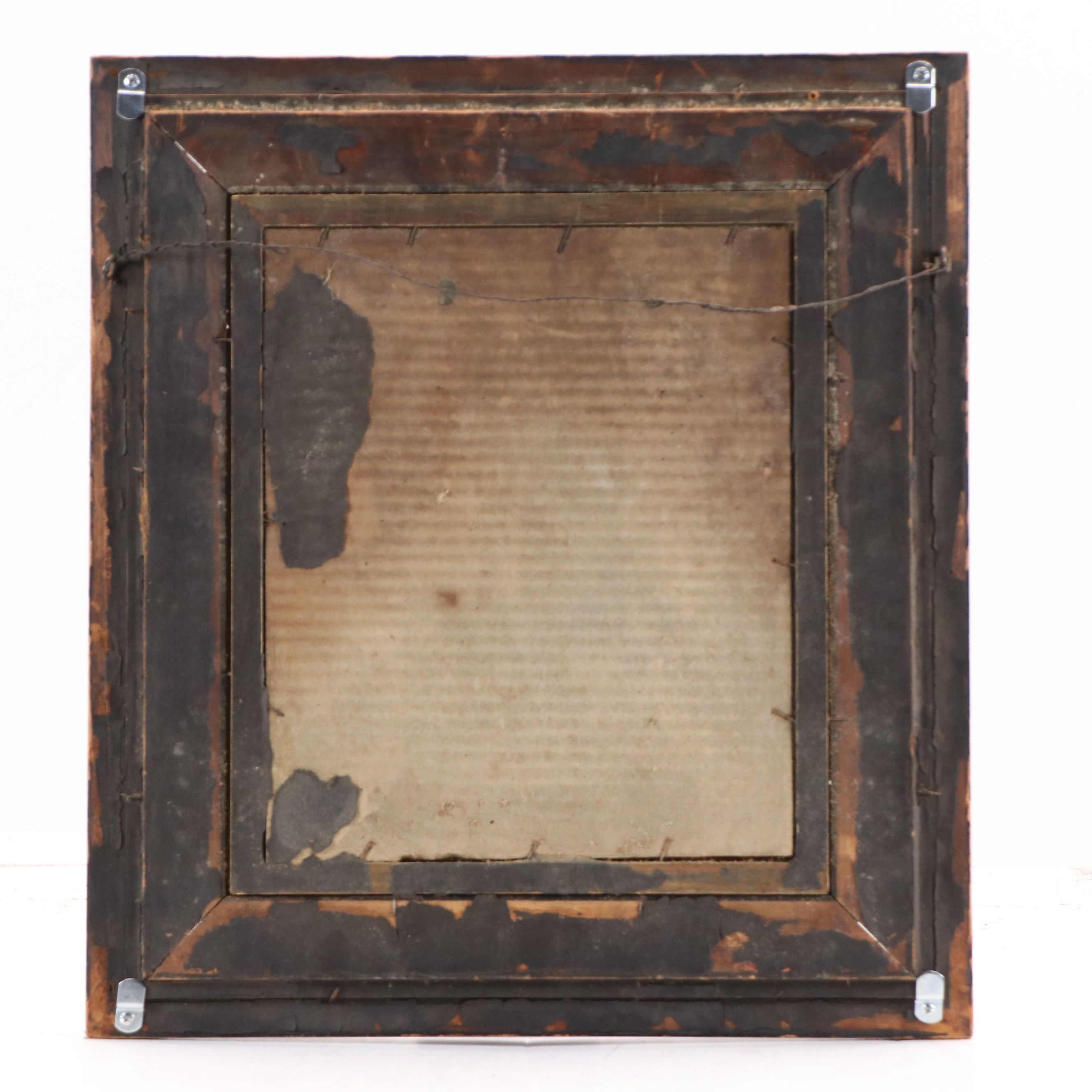 Gothic Framed Lithograph of Statue's Head, Late 20th Century