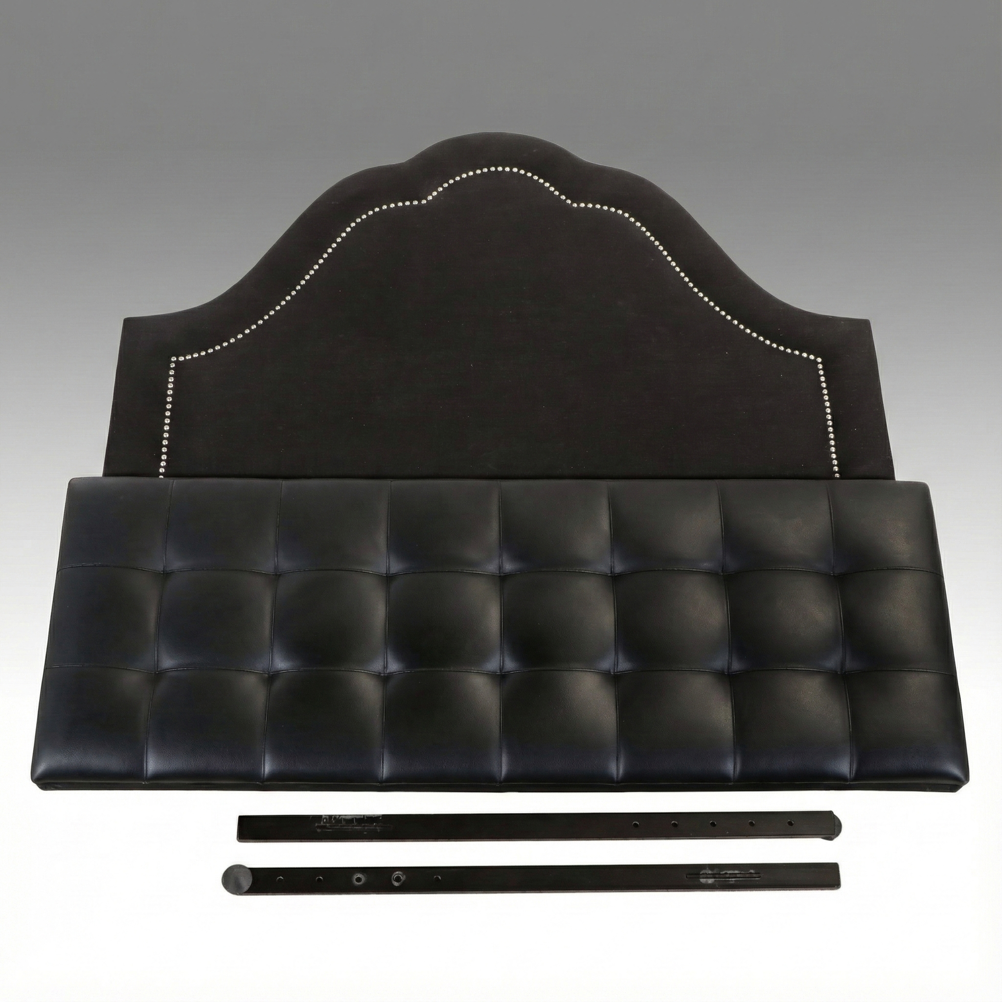 Contemporary Scalloped Headboard with Tufted Upholstered Footboard