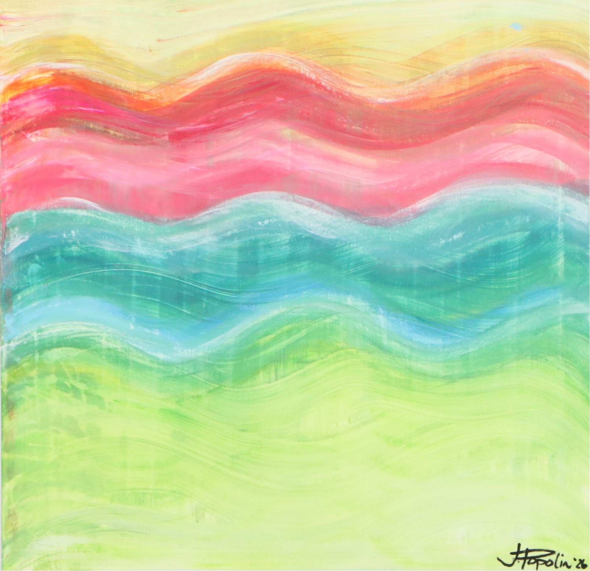 J. Popolin Abstract Acrylic Painting "Sea Dreams," 2026