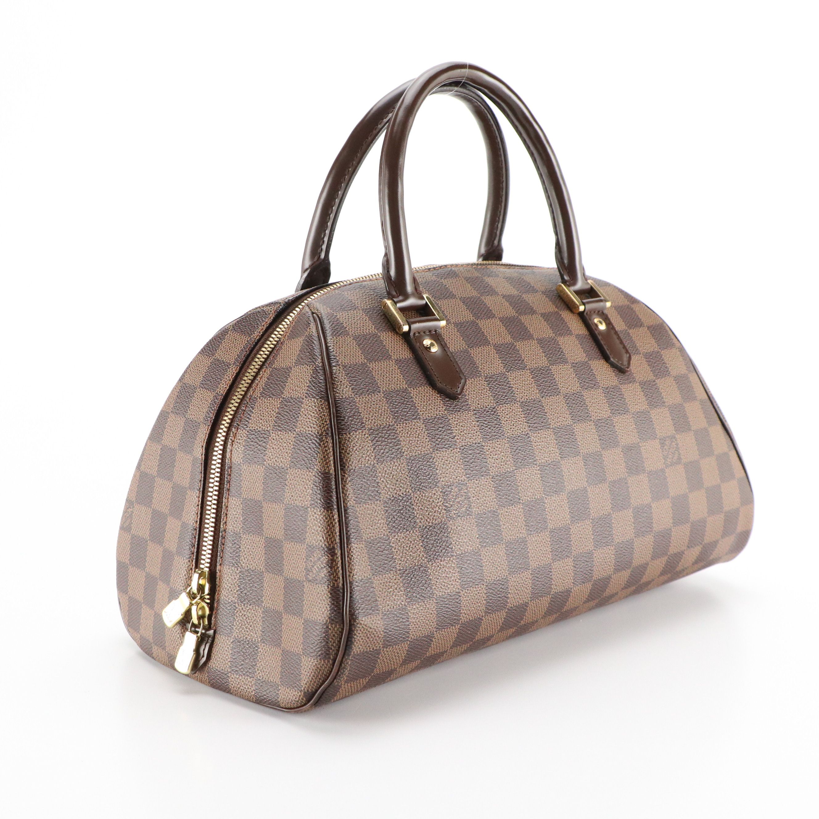 Louis Vuitton Ribera MM Zip Satchel in Damier Ebene Coated Canvas and Leather