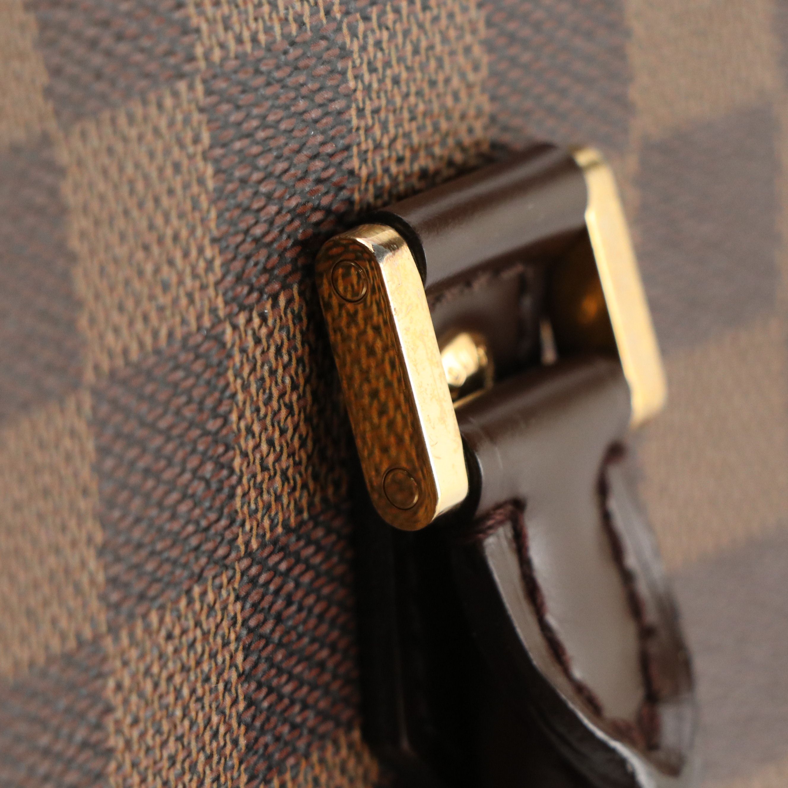 Louis Vuitton Ribera MM Zip Satchel in Damier Ebene Coated Canvas and Leather