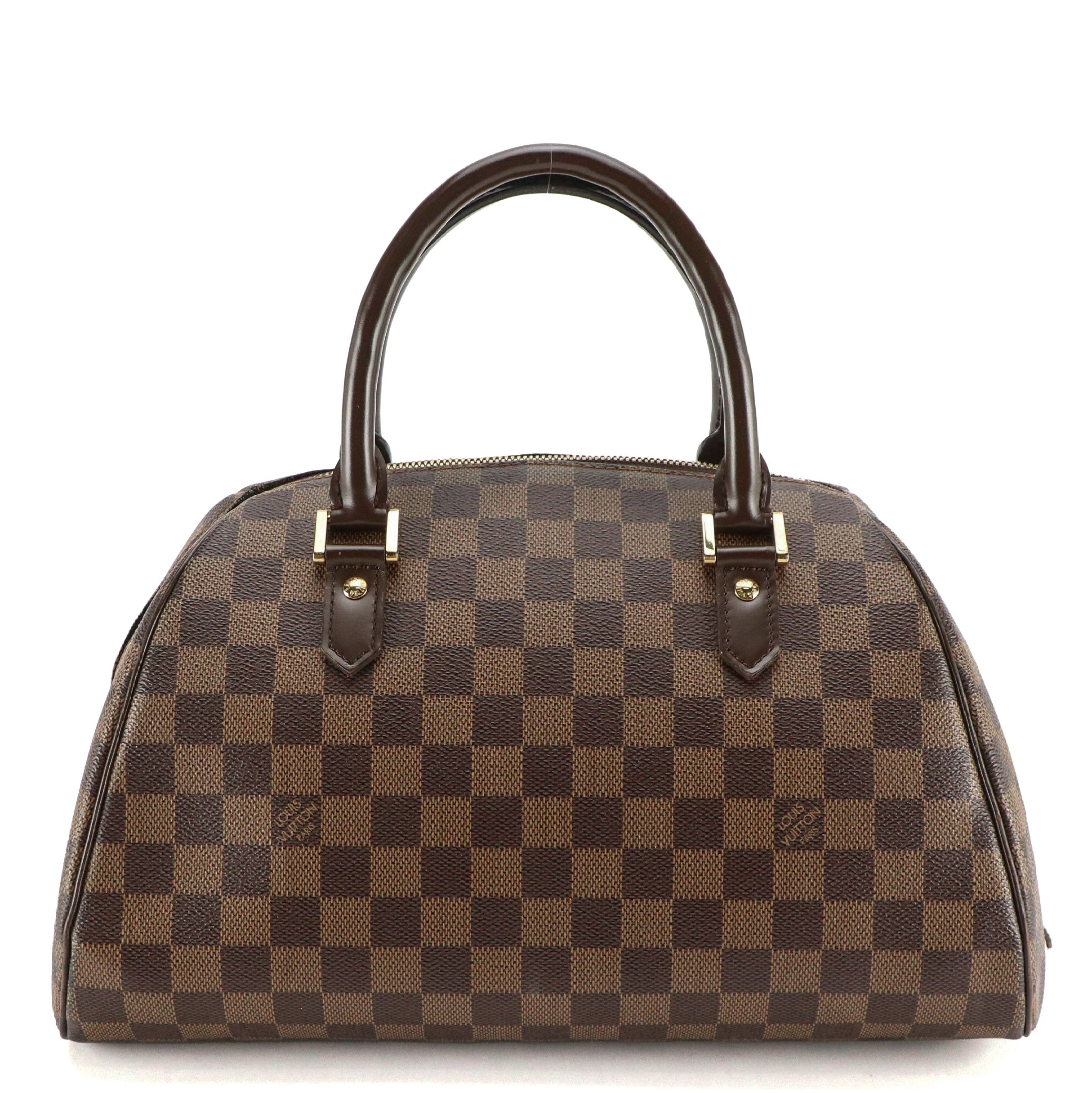 Louis Vuitton Ribera MM Zip Satchel in Damier Ebene Coated Canvas and Leather