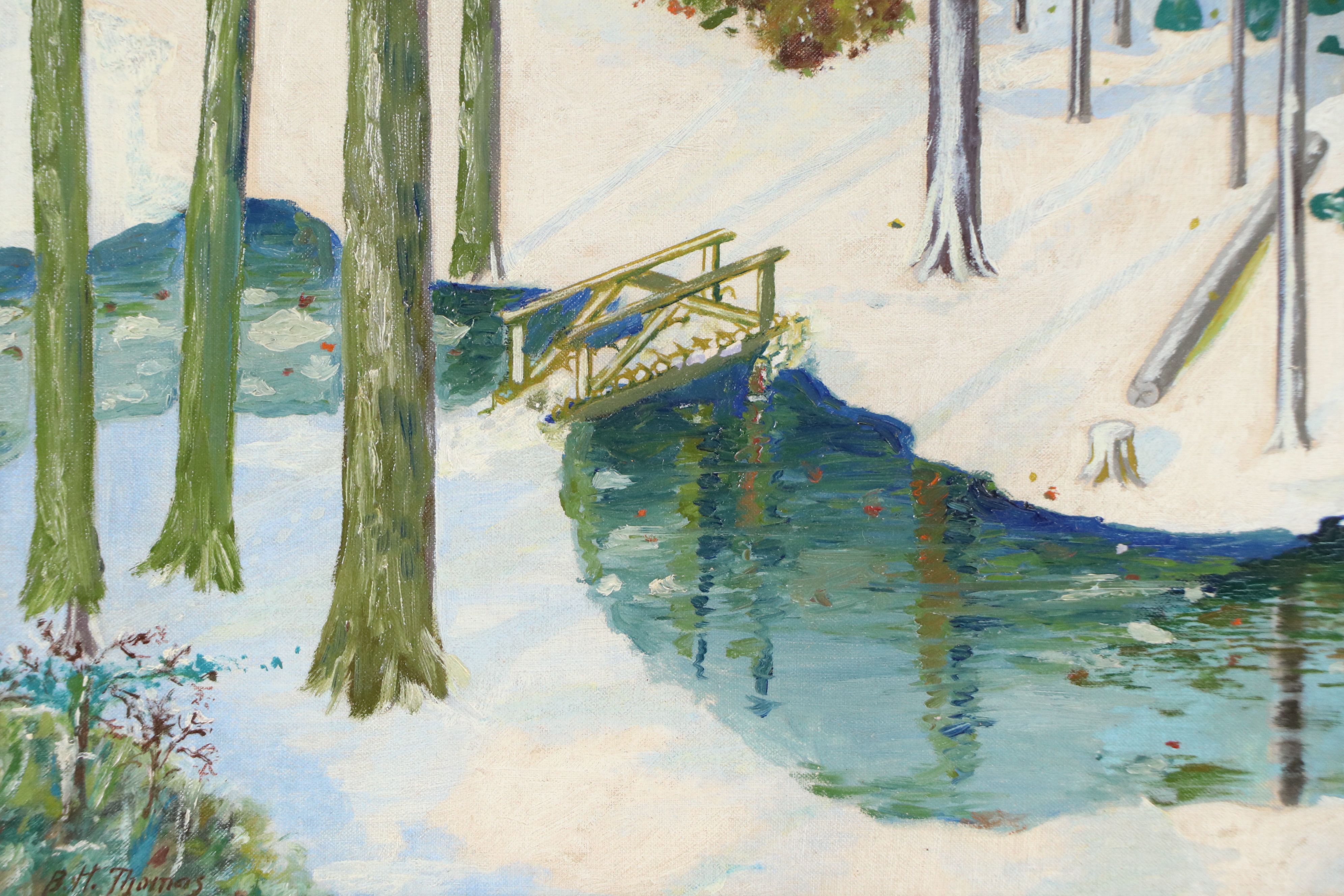 Oil Painting of Wintertime Forest, Mid to Late 20th Century