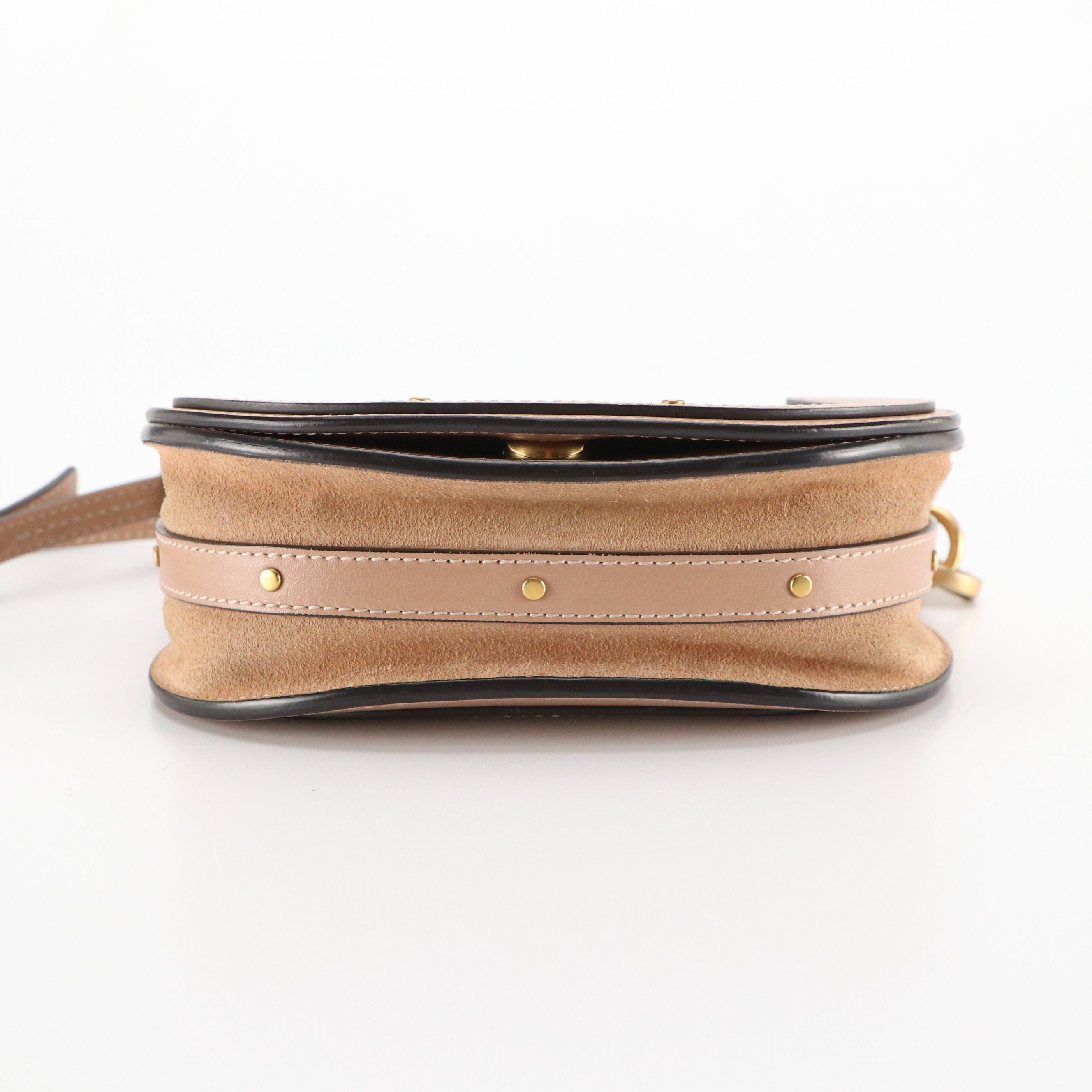 Chloé Small Nile Two-Way Bracelet Bag in Nude Calfskin Leather and Suede