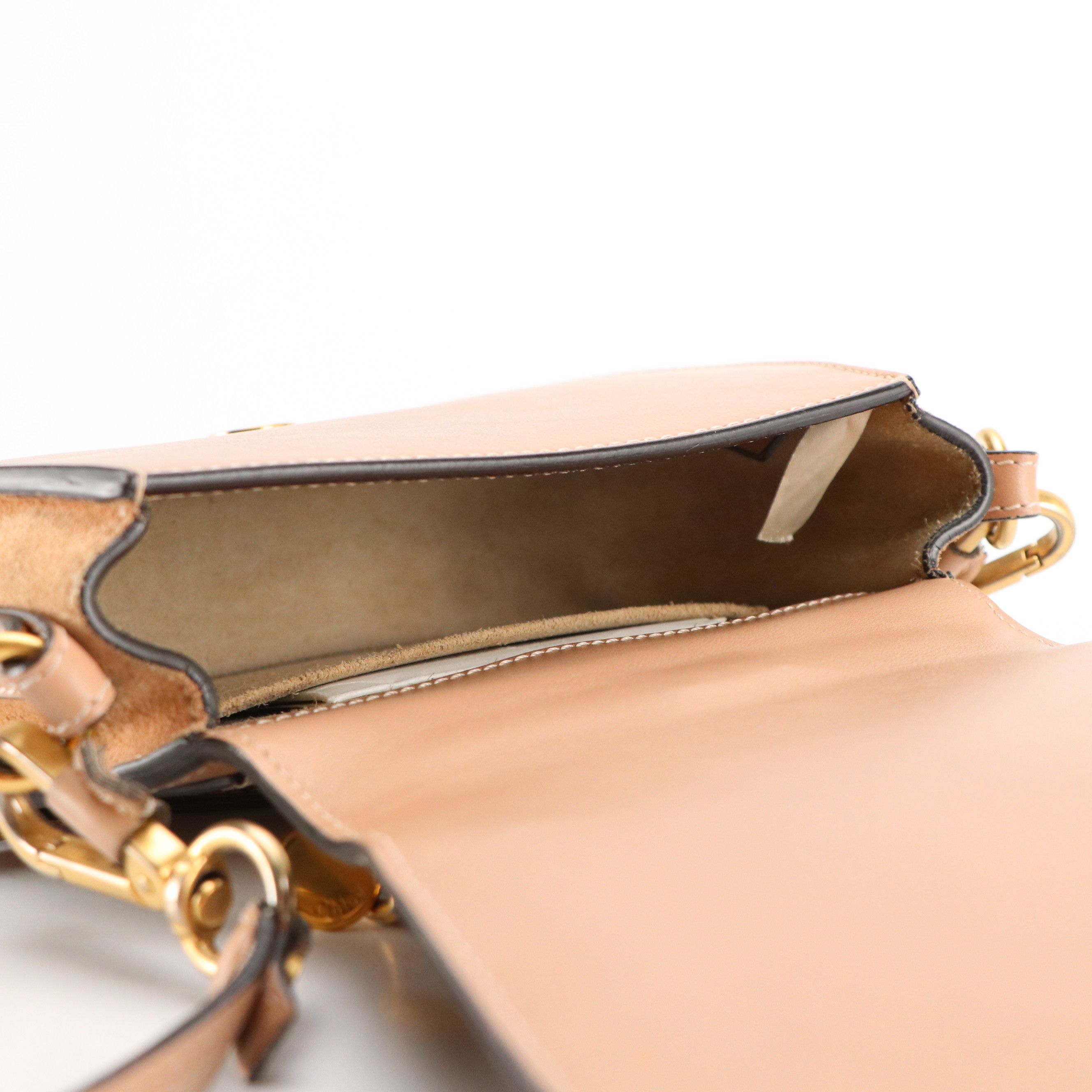 Chloé Small Nile Two-Way Bracelet Bag in Nude Calfskin Leather and Suede