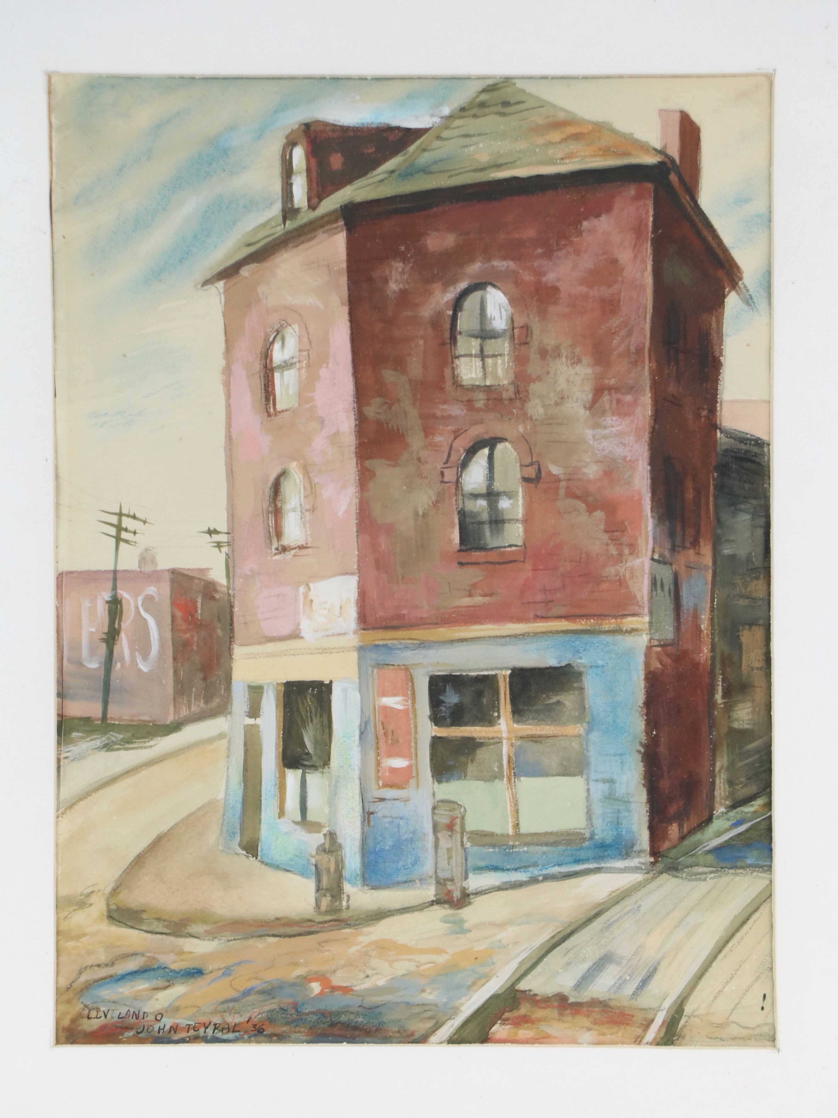 John Teyral Watercolor Painting "Cleveland O," 1936