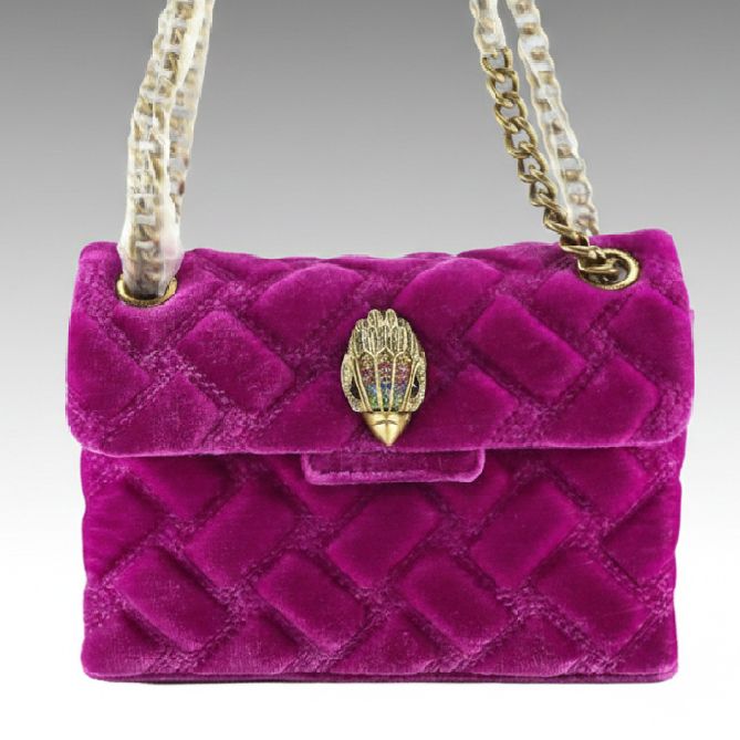 Kurt Geiger Mini Kensington Bag in Quilted Triple-Stitched Velvet