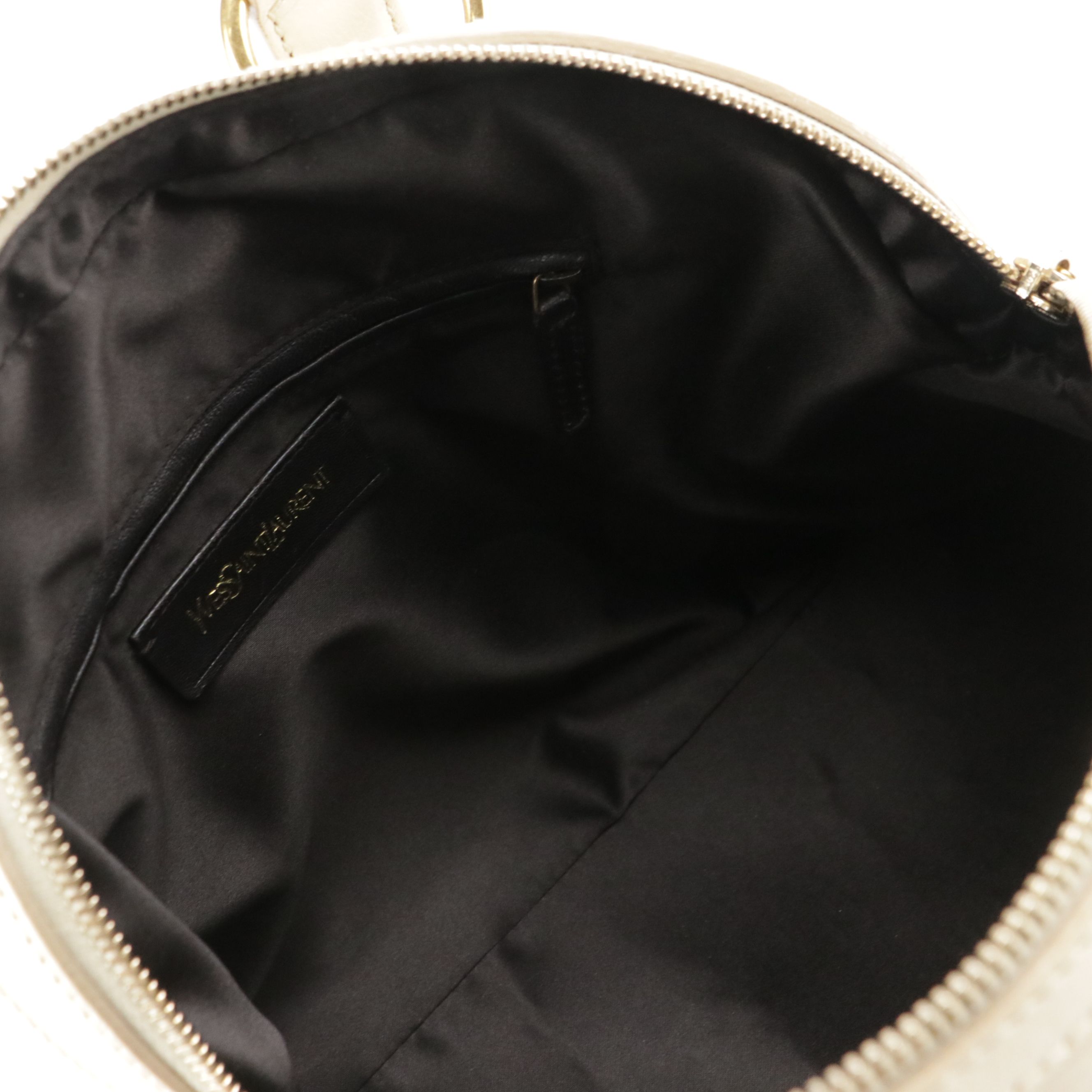 Yves Saint Laurent Domed Muse Handbag in Ivory Calfskin Leather