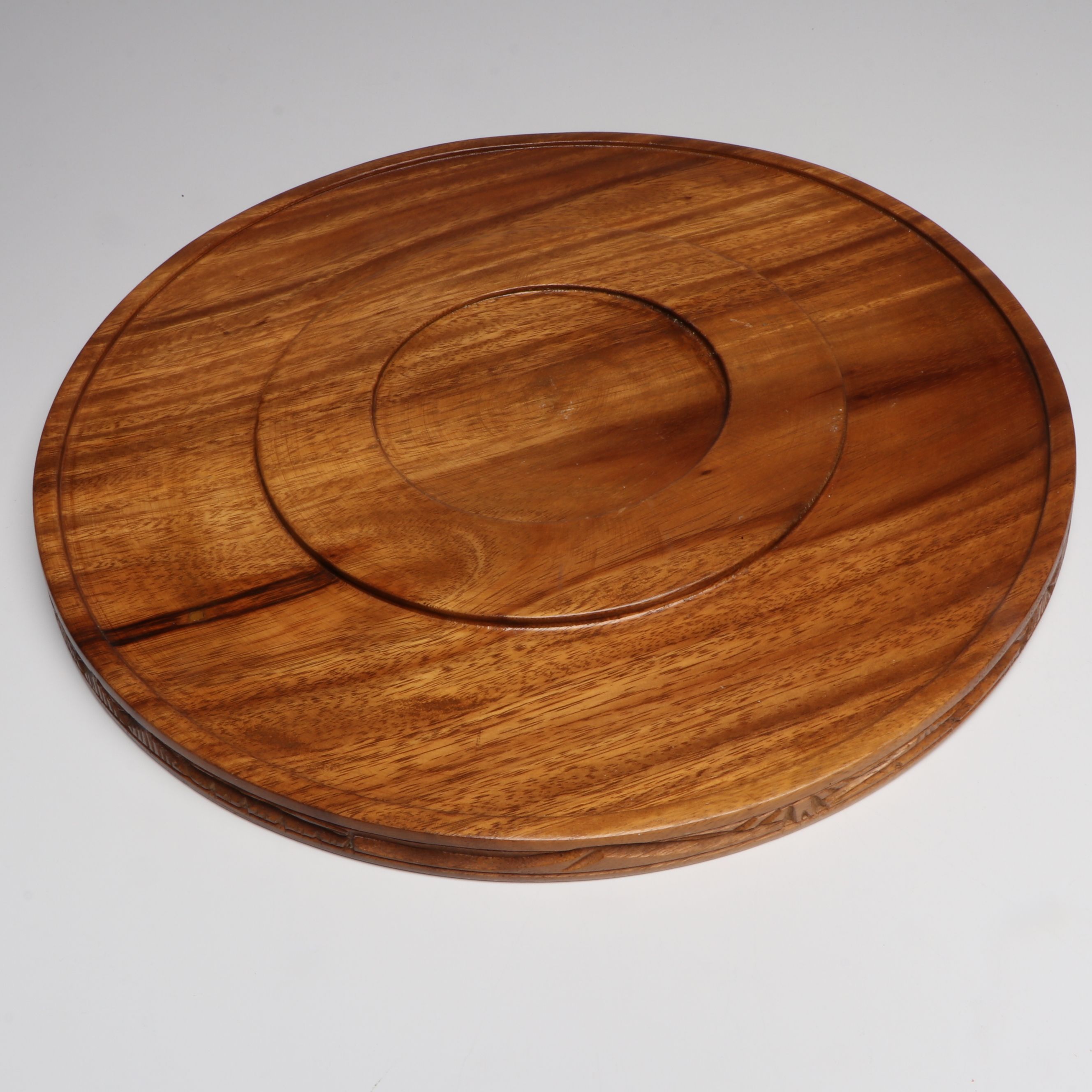 Hand-Carved Monkeypod Wood Punch Bowl with Tray and Goblets